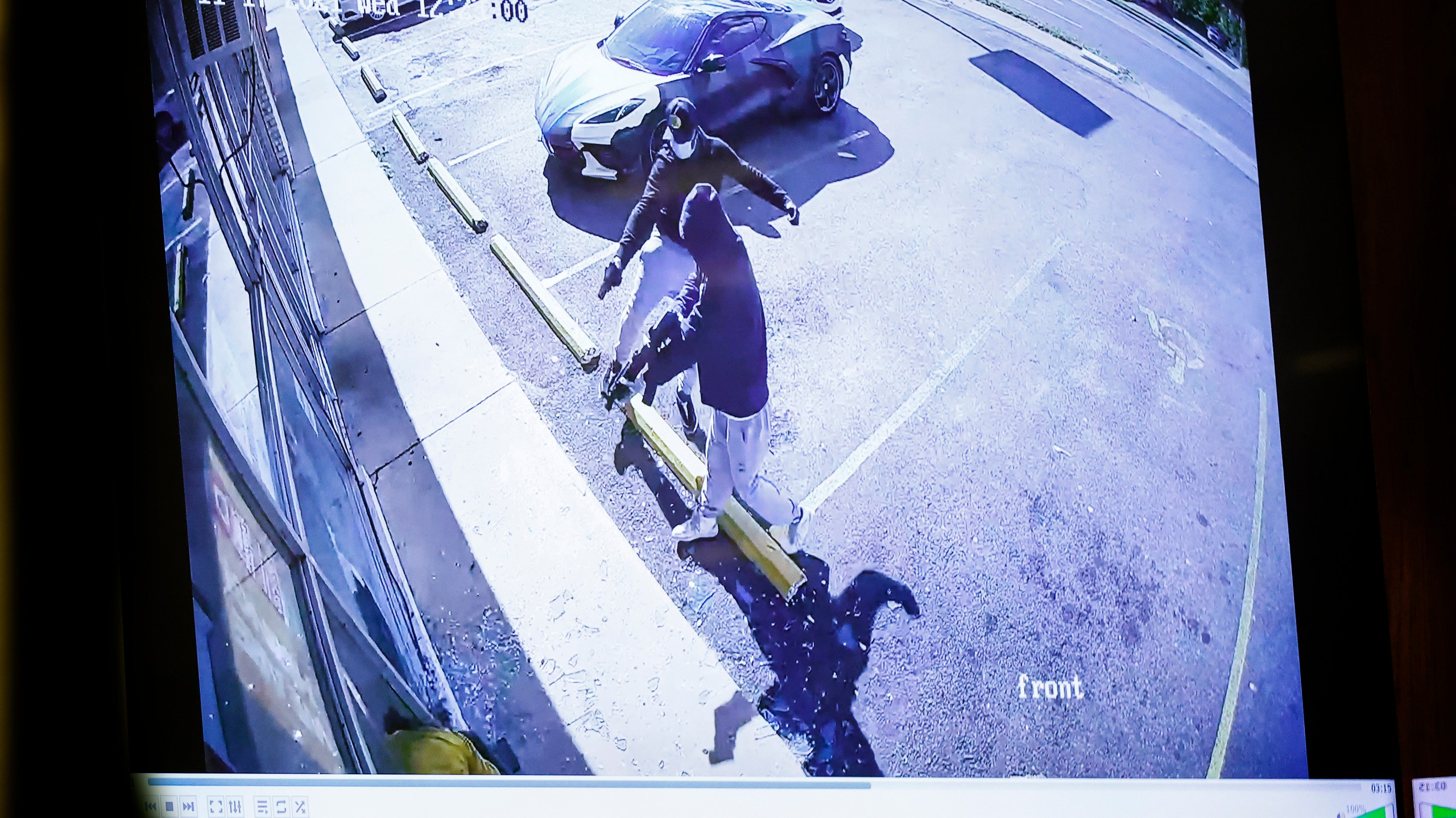 Video evidence is shown during the murder trial of rapper Young Dolph in Memphis, Tenn., Monday, Sept. 23, 2024. (Mark Weber/Daily Memphian via AP, Pool)