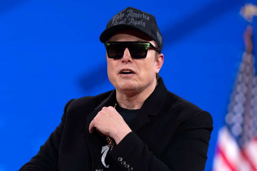 Elon Musk speaks at the Conservative Political Action Conference, CPAC, at the Gaylord National Resort & Convention Center, Thursday, Feb. 20, 2025, in Oxon Hill, Md. (AP Photo/Jose Luis Magana)