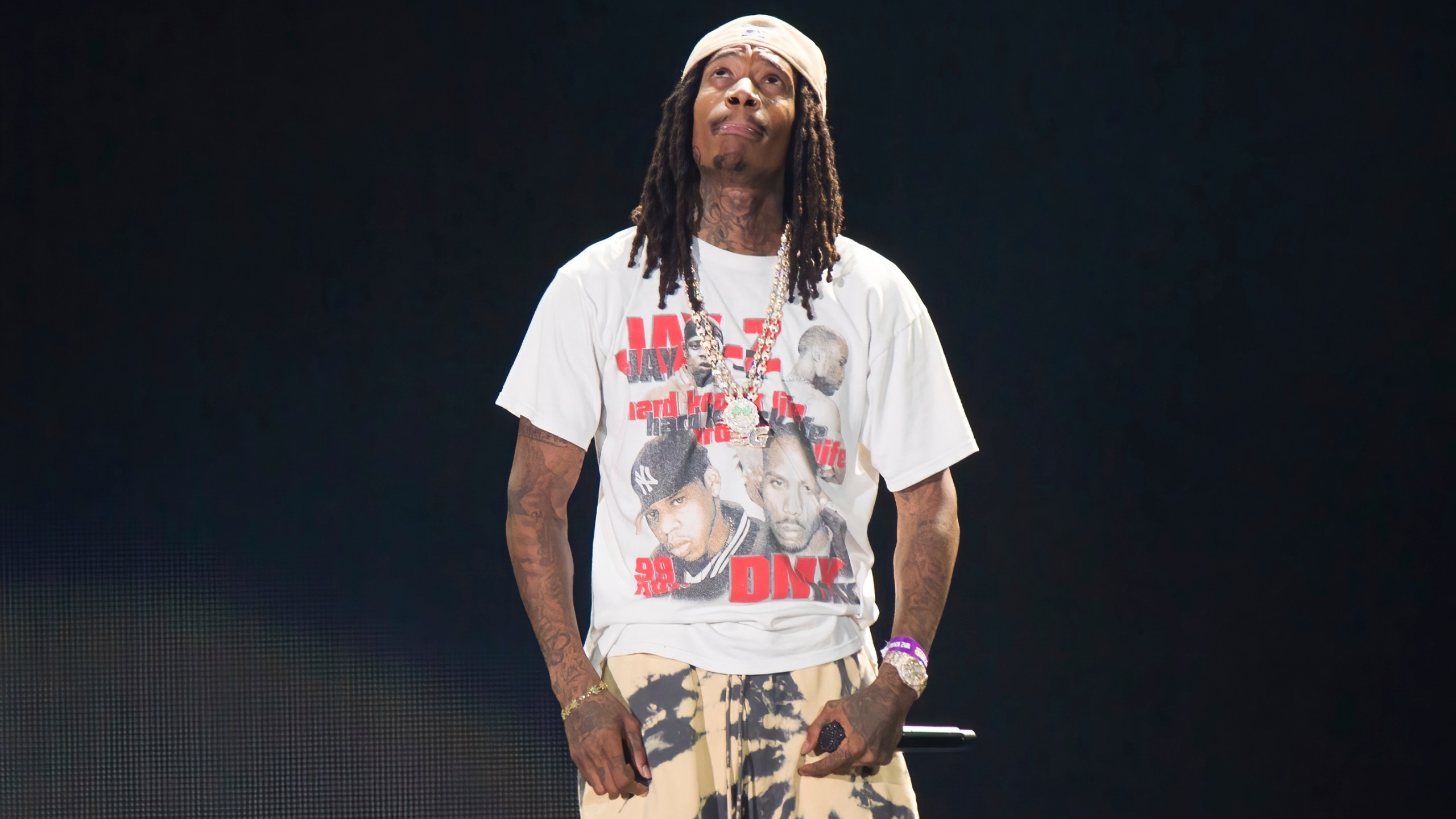 FILE - Rapper Wiz Khalifa performs at Hip-Hop 50 Live at Yankee Stadium in the Bronx borough of New York on Aug. 11, 2023. (Photo by Scott Roth/Invision/AP, File)