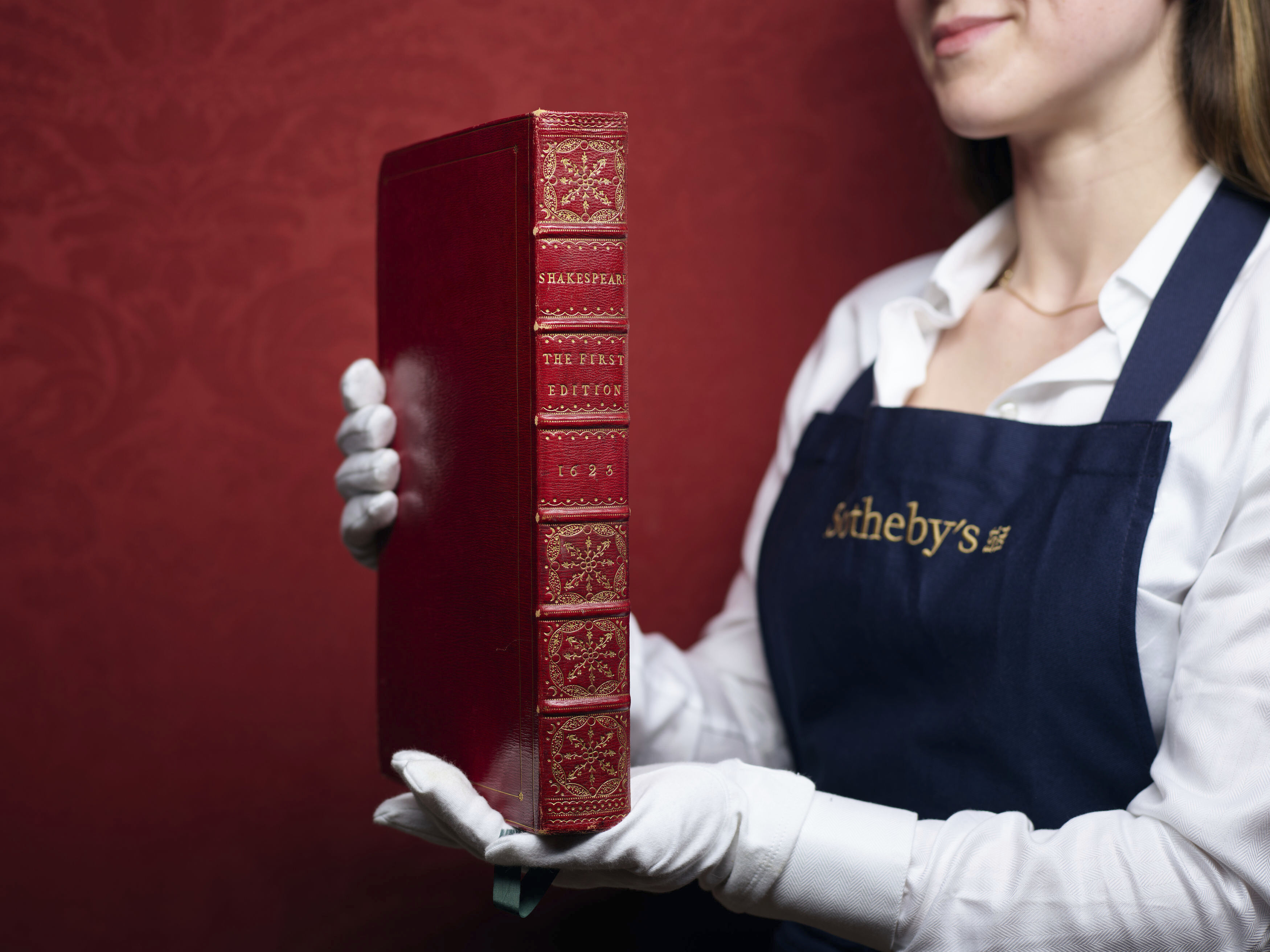This photo issued by Sotheby's on Wednesday April 23, 2025, shows The First Folio of William Shakespeare, which contains 36 of Shakespeare's plays, and is "the most significant publication in the history of English literature". It is one of four folios which are due to go on sale at Sotheby's in London on May 23, where they are expected to fetch between £3.5 million and £4.5 million. (Sotheby's via AP)