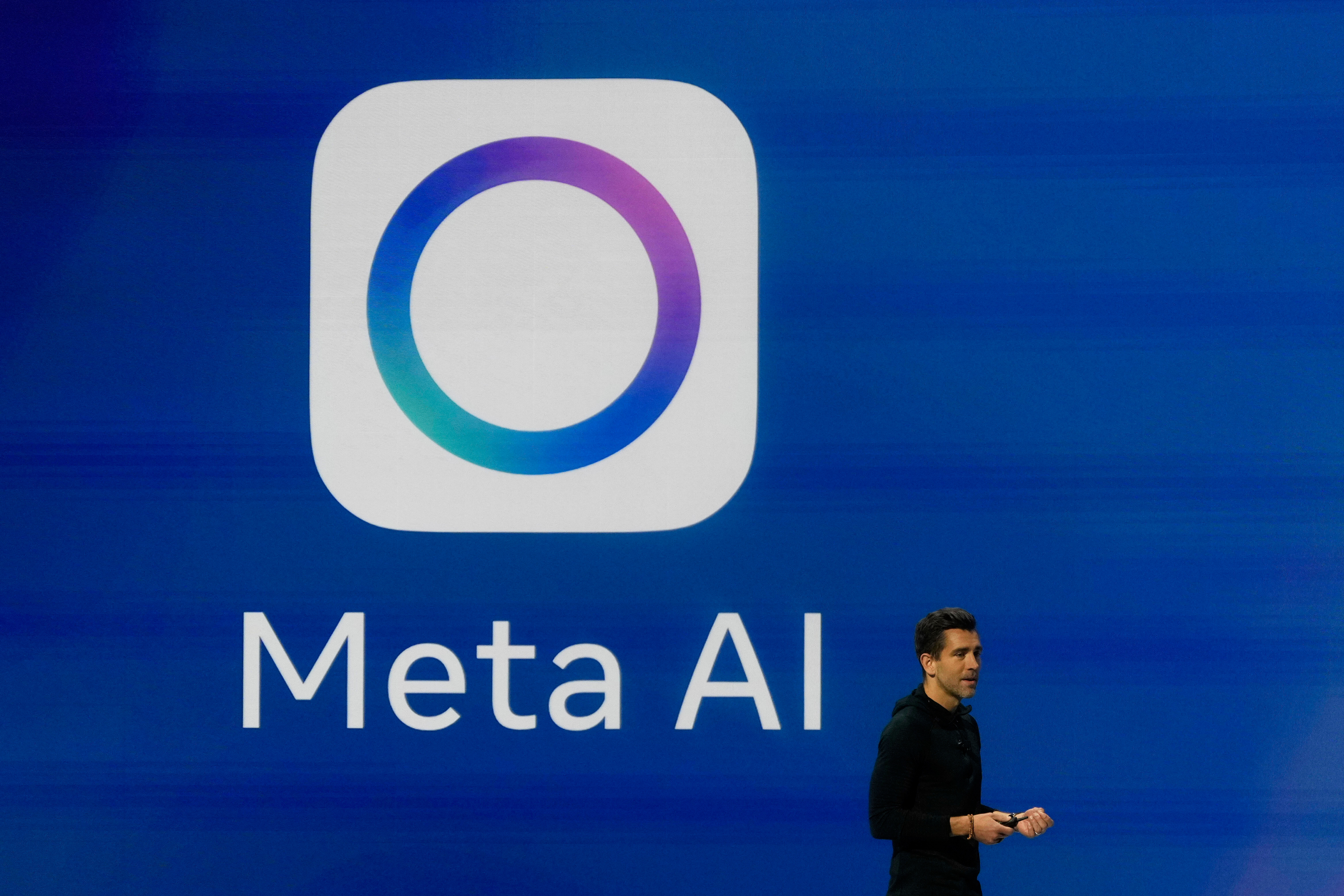 Meta Chief Product Officer Chris Cox speaks at LlamaCon 2025, an AI developer conference, in Menlo Park, Calif., Tuesday, April 29, 2025. (AP Photo/Jeff Chiu)