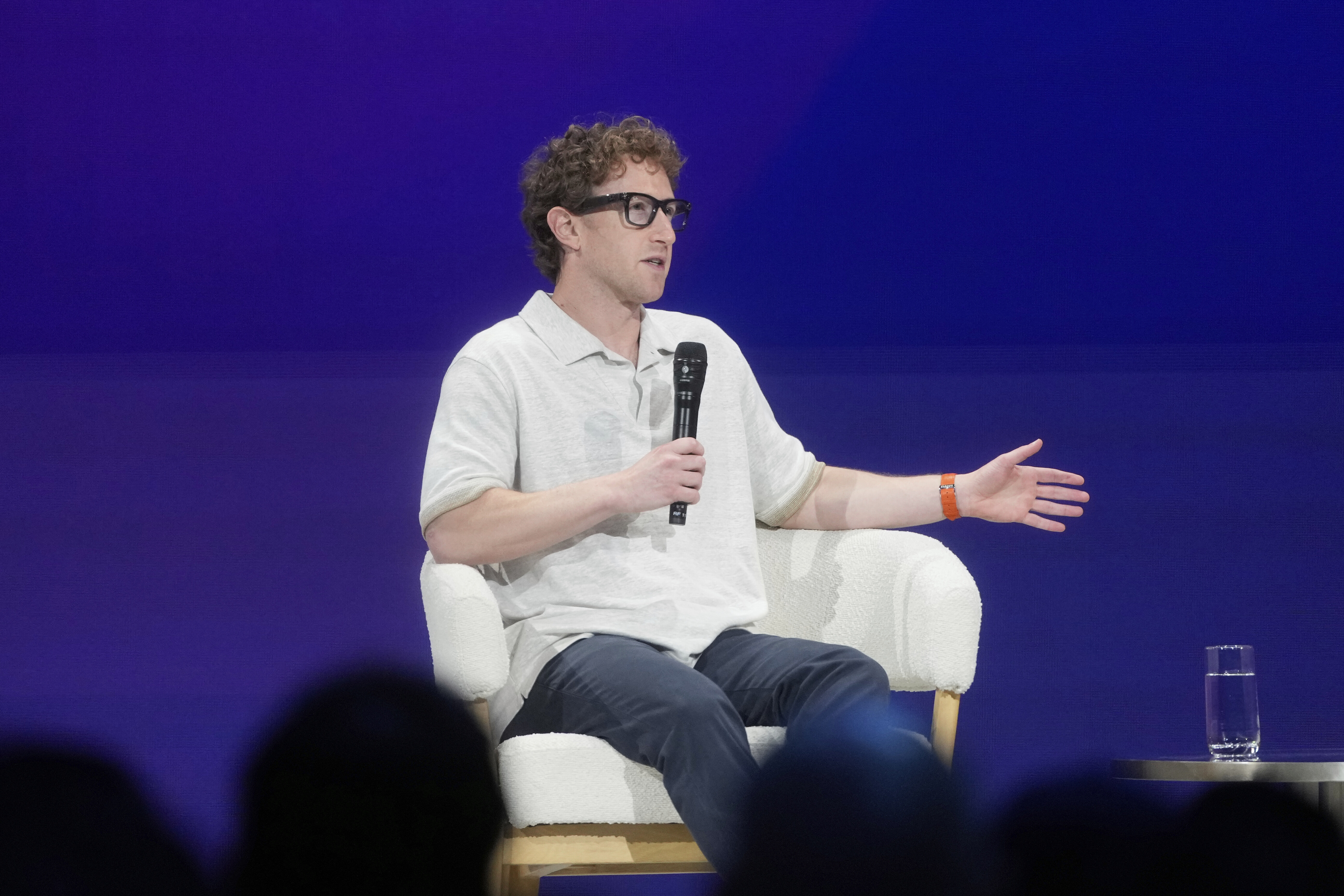Meta Founder and CEO Mark Zuckerberg speaks at LlamaCon 2025, an AI developer conference, in Menlo Park, Calif., Tuesday, April 29, 2025. (AP Photo/Jeff Chiu)
