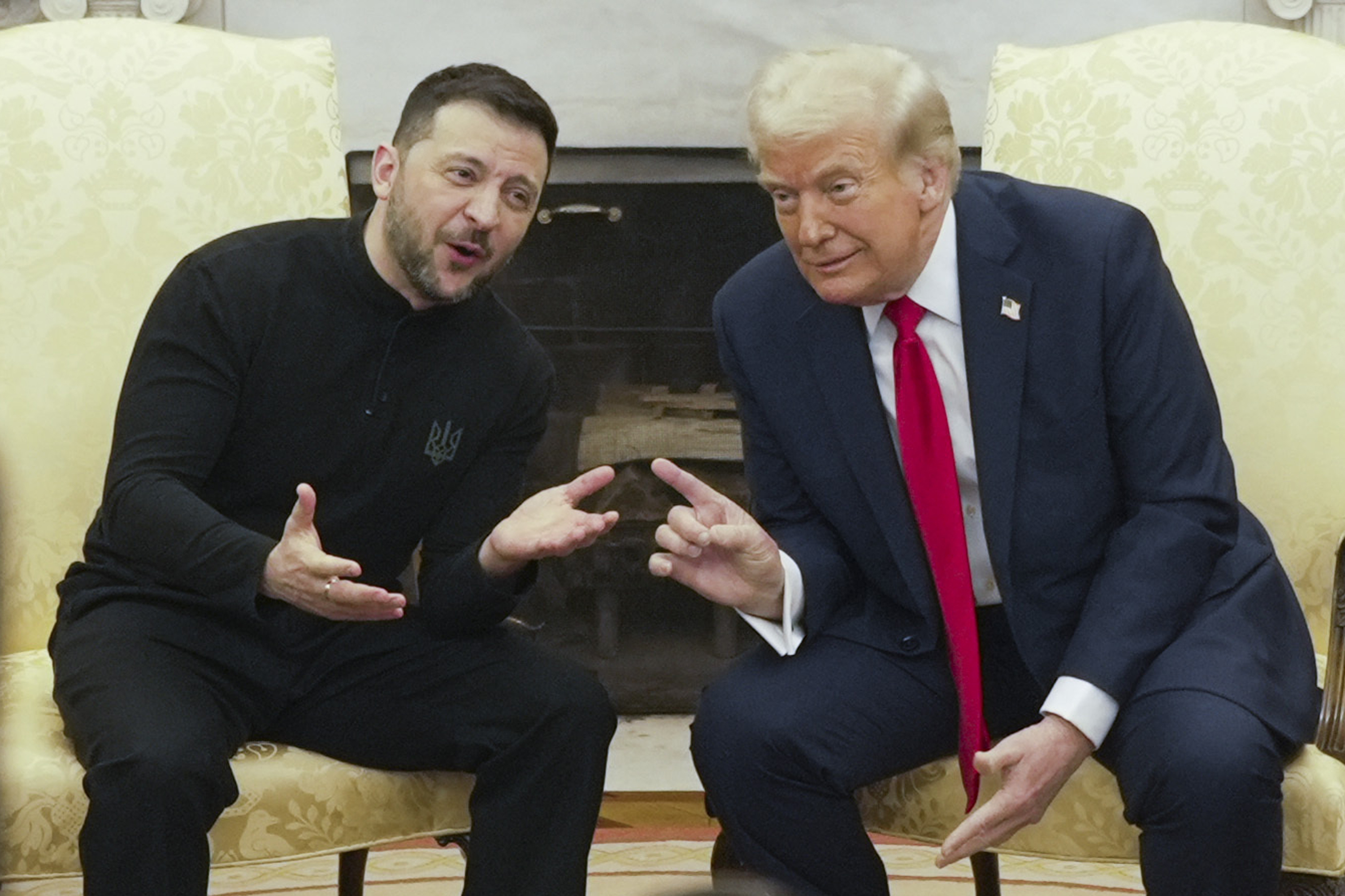 FILE - President Donald Trump, right, meets with Ukrainian President Volodymyr Zelenskyy in the Oval Office at the White House, Feb. 28, 2025, in Washington. (AP Photo/ Mystyslav Chernov, File)