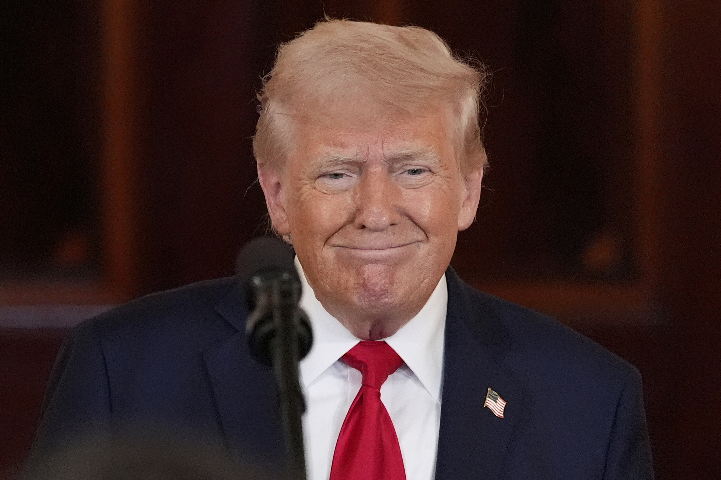 President Donald Trump speaks during an event about investing in America in the Cross Hall of the White House, Wednesday, April 30, 2025, in Washington. (AP Photo/Alex Brandon)