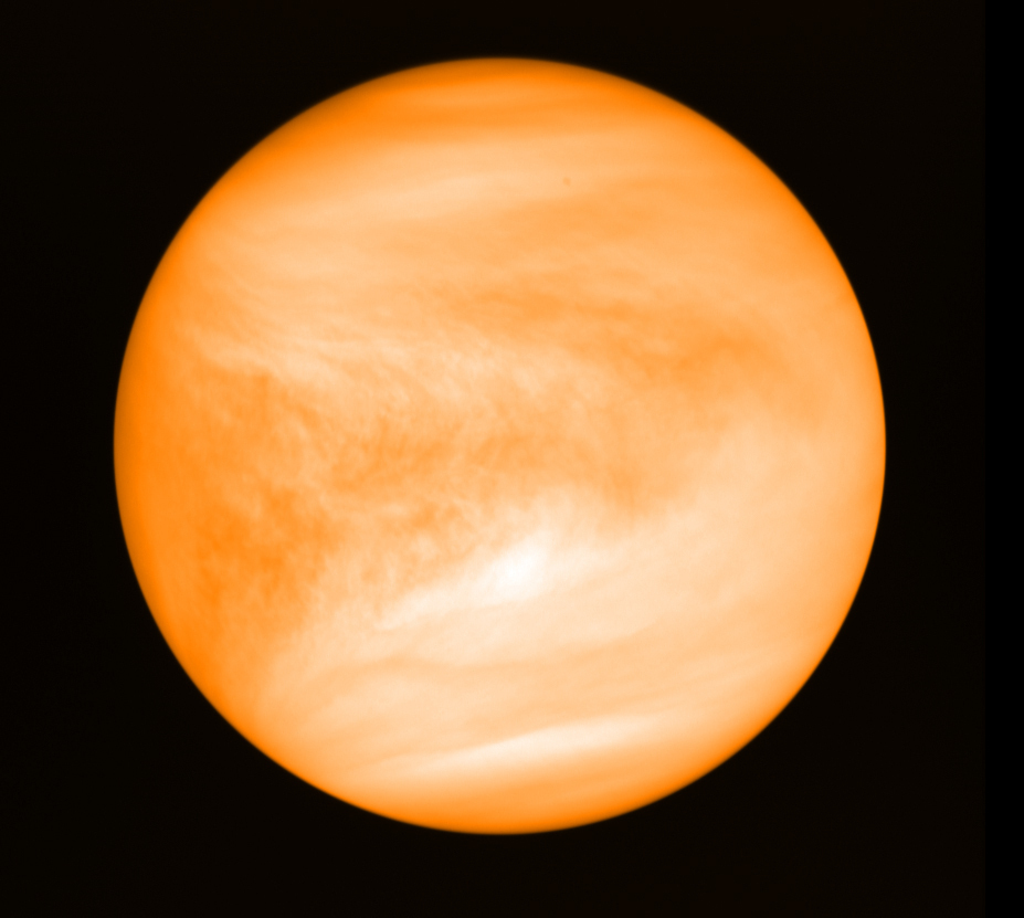 FILE - This photo provided by researcher Jane Greaves shows the planet Venus, seen from the Japan Aerospace Exploration Agency's Akatsuki probe in May 2016. (J. Greaves/Cardiff University/JAXA via AP)