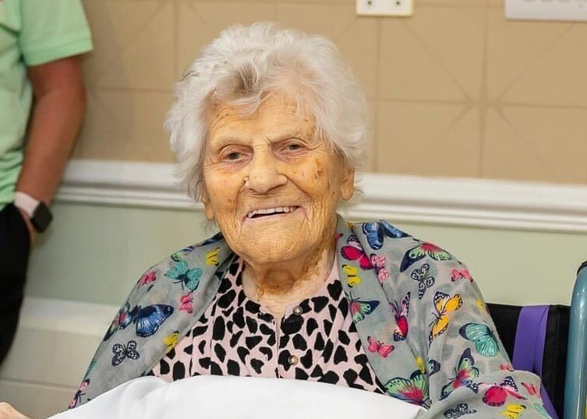 This undated handout provided by Hallmark Care Homes shows Ethel Caterham, who on Friday, May 2, 2025 is now the world's oldest woman according to LongeviQuest. (Hallmark Care Homes via AP)
