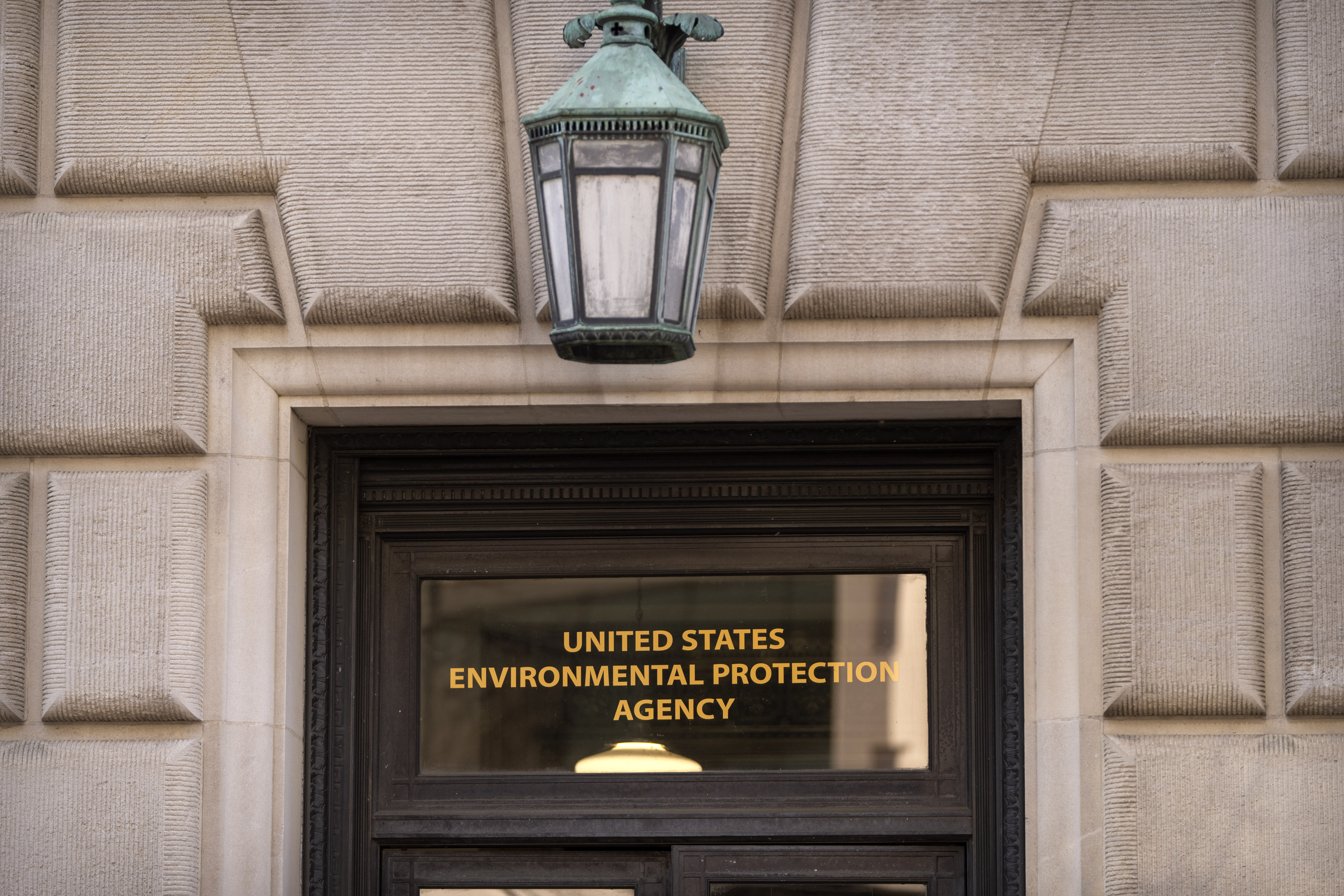 FILE - A sign on the headquarters of the Environmental Protection Agency is displayed on March 12, 2025, in Washington. (AP Photo/Mark Schiefelbein, File)