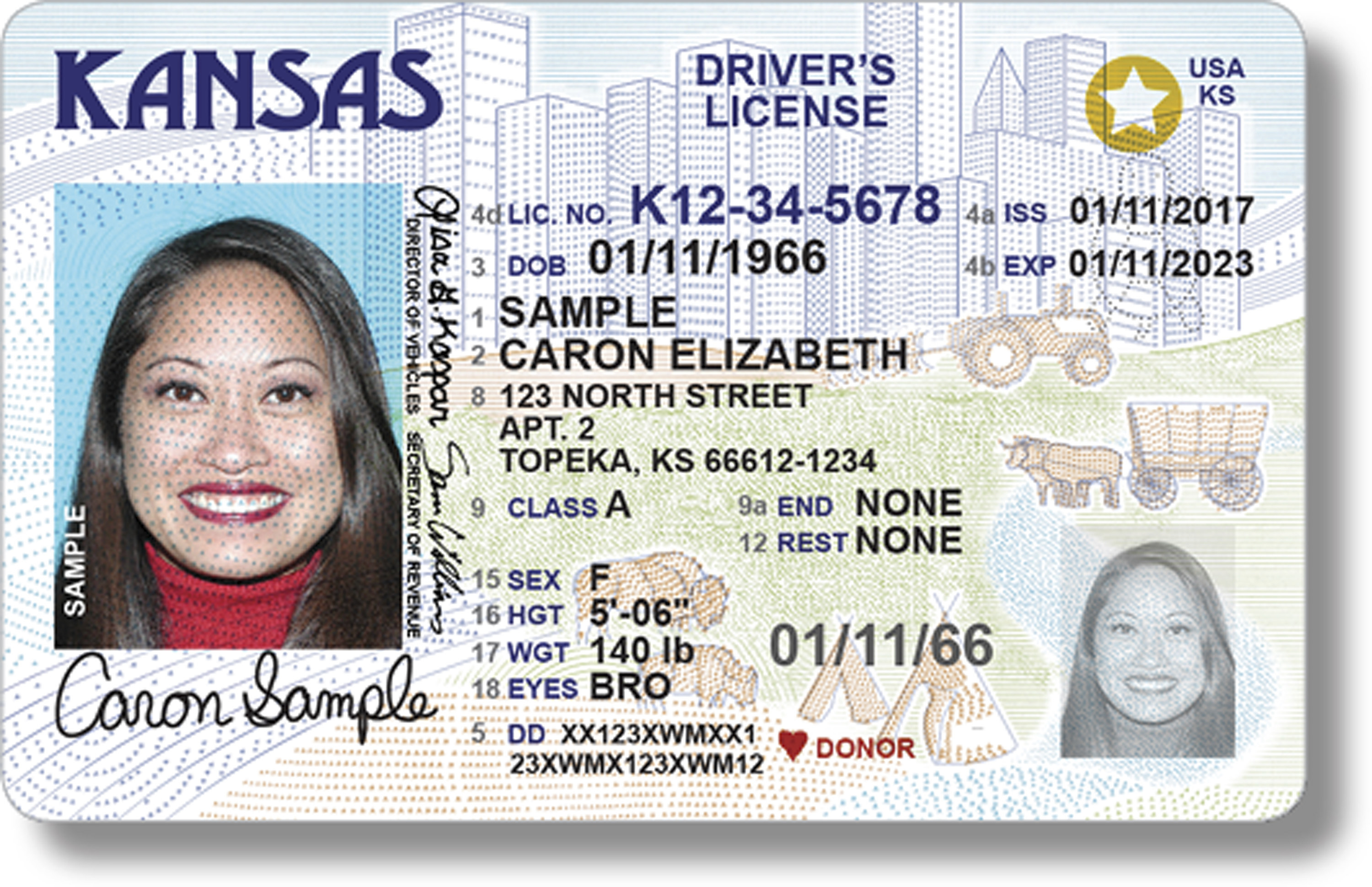 FILE - This undated photo provided by the Kansas Department of Revenue shows a Kansas REAL ID. (Kansas Department of Revenue via AP, File)