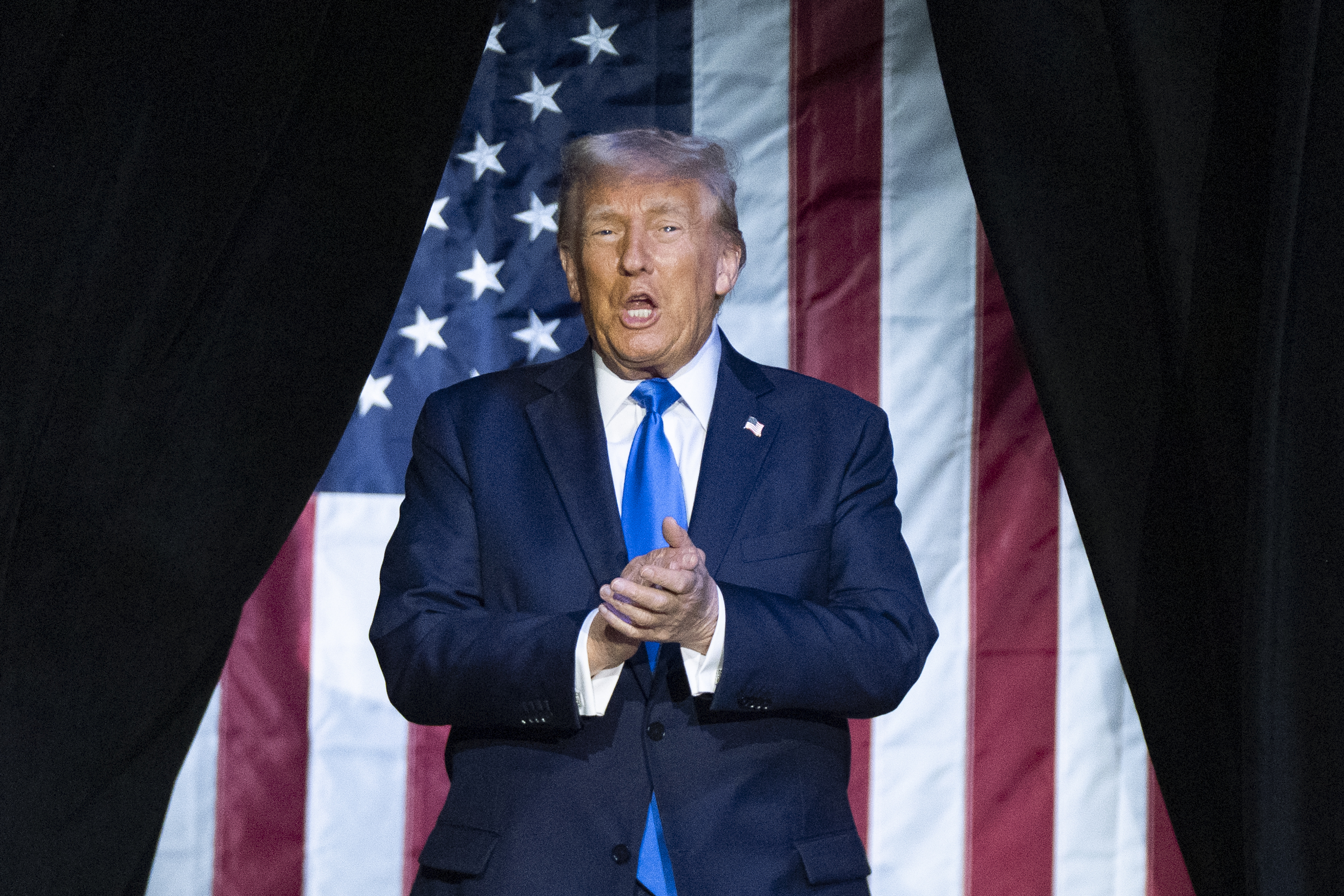 President Donald Trump arrives to give a commencement address at the University of Alabama, Thursday, May 1, 2025, in Tuscaloosa, Ala.(AP Photo/Manuel Balce Ceneta)