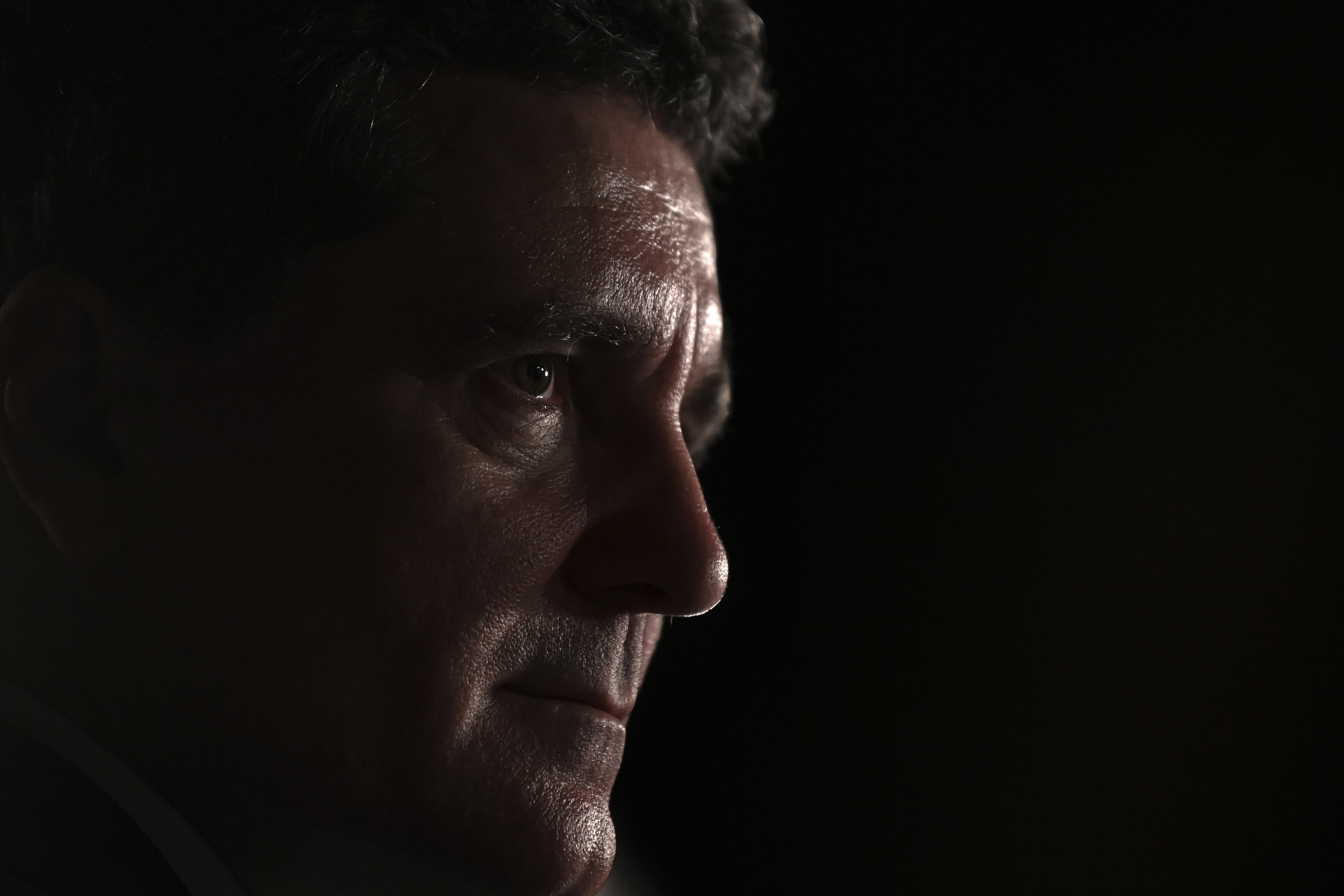 Presidential candidate Nicusor Dan speaks to media after polls closed in the first round of the country's presidential election redo in Bucharest, Romania, Sunday, May 4, 2025. (AP Photo/Eduard Vinatoru)