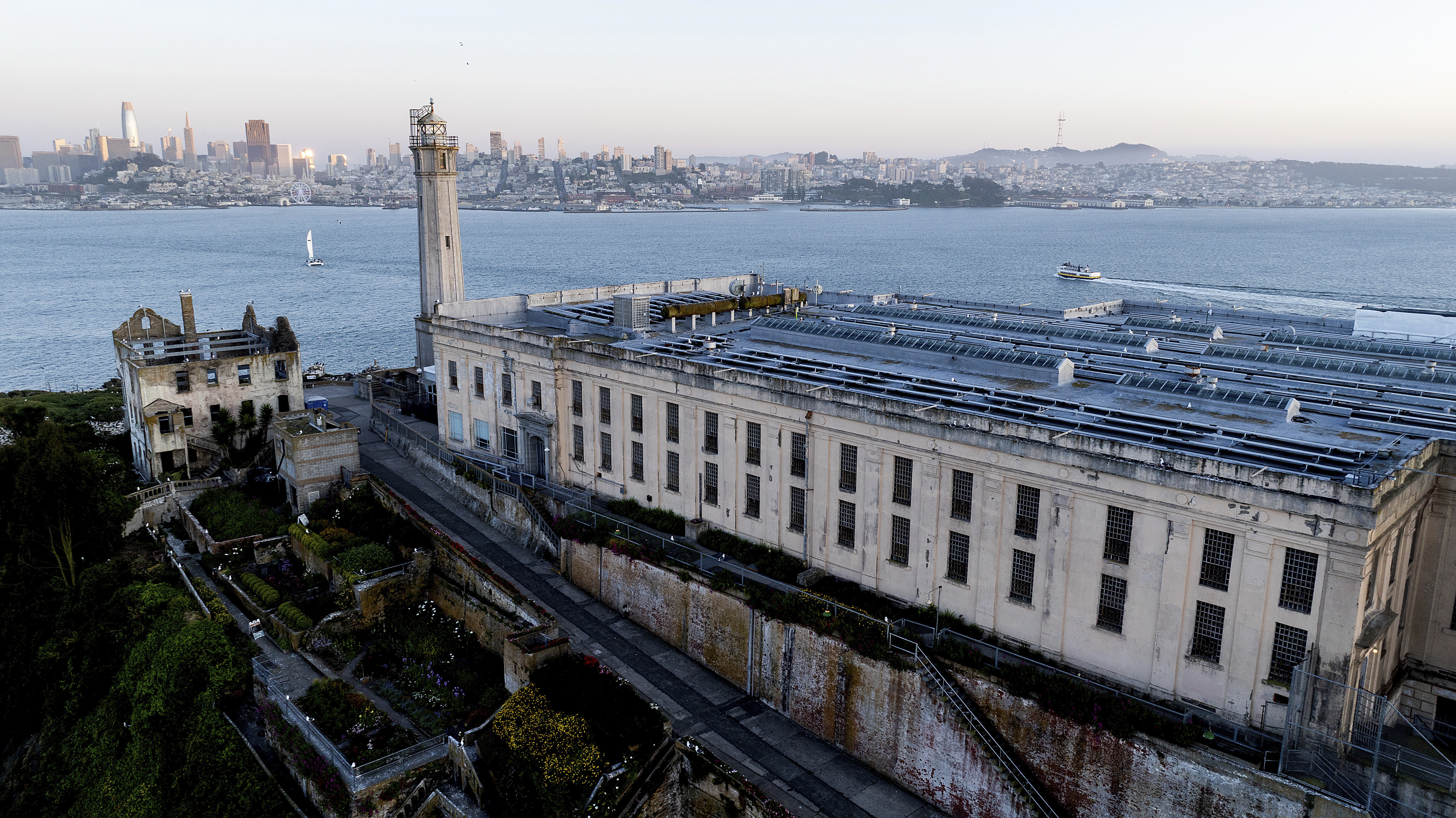 Alcatraz Island is pictured on Sunday, May 4, 2025, in the San Francisco Bay, Calif. (AP Photo/Noah Berger)