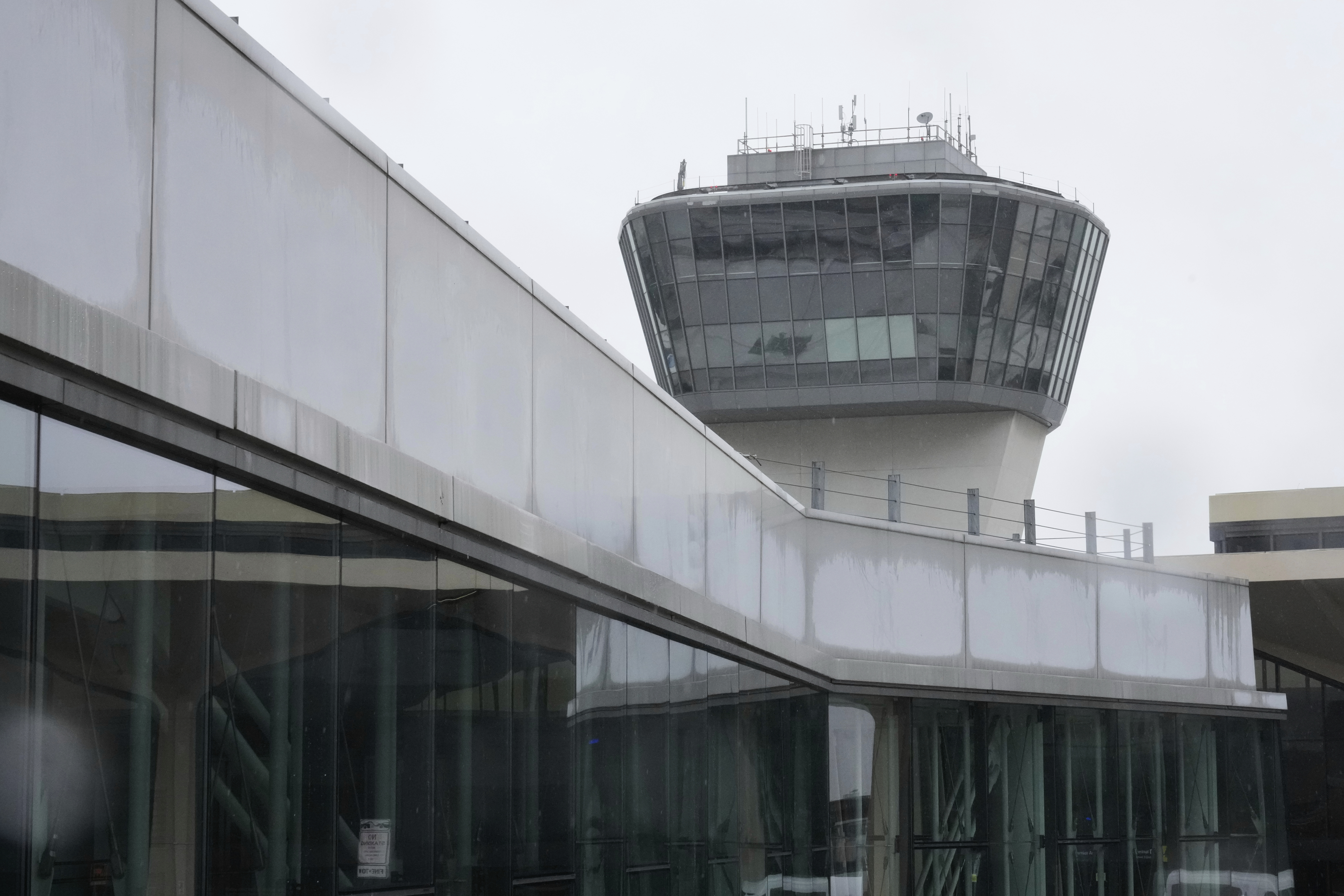 A control tower is seen at Newark Liberty International Airport in Newark, N.J., Monday, May 5, 2025. (AP Photo/Seth Wenig)