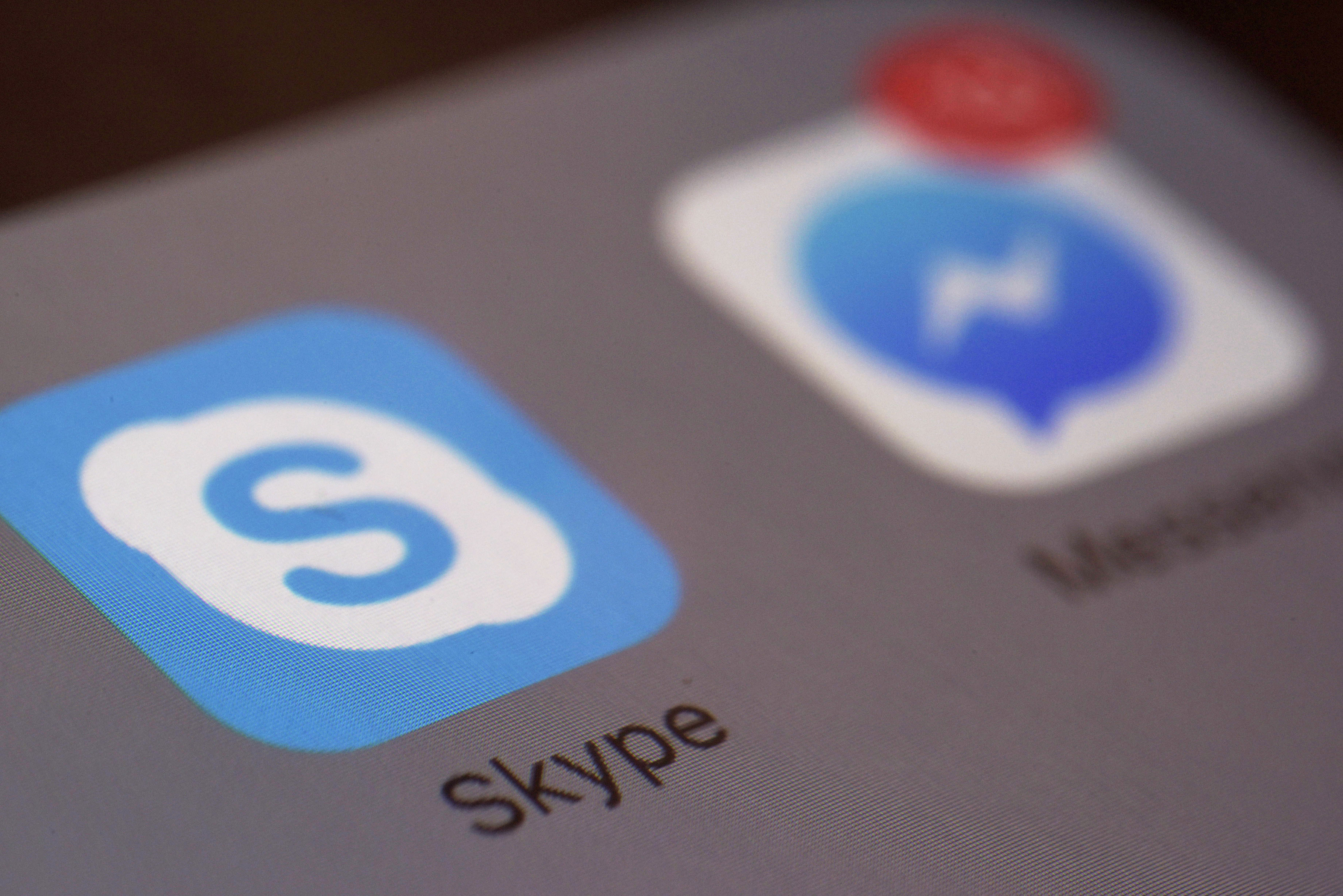 FILE - This photo shows the icon for Microsoft's Skype app on a smartphone in New York, April 9, 2016. (AP Photo/Patrick Sison, File)