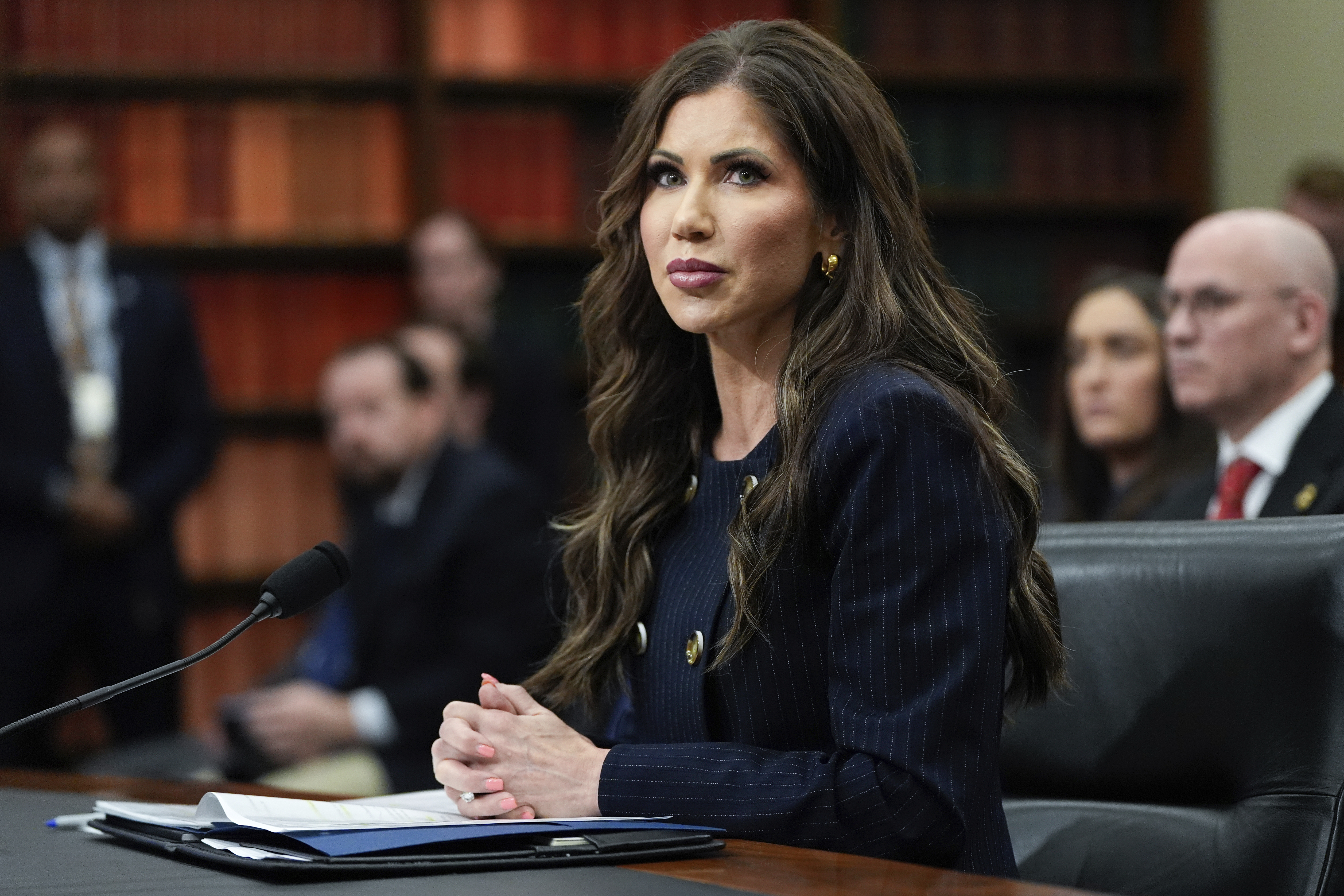 Homeland Security Secretary Kristi Noem speaks during a House Appropriations Subcommittee on Homeland Security oversight hearing, Tuesday, May 6, 2025, on Capitol Hill in Washington. (AP Photo/Julia Demaree Nikhinson)