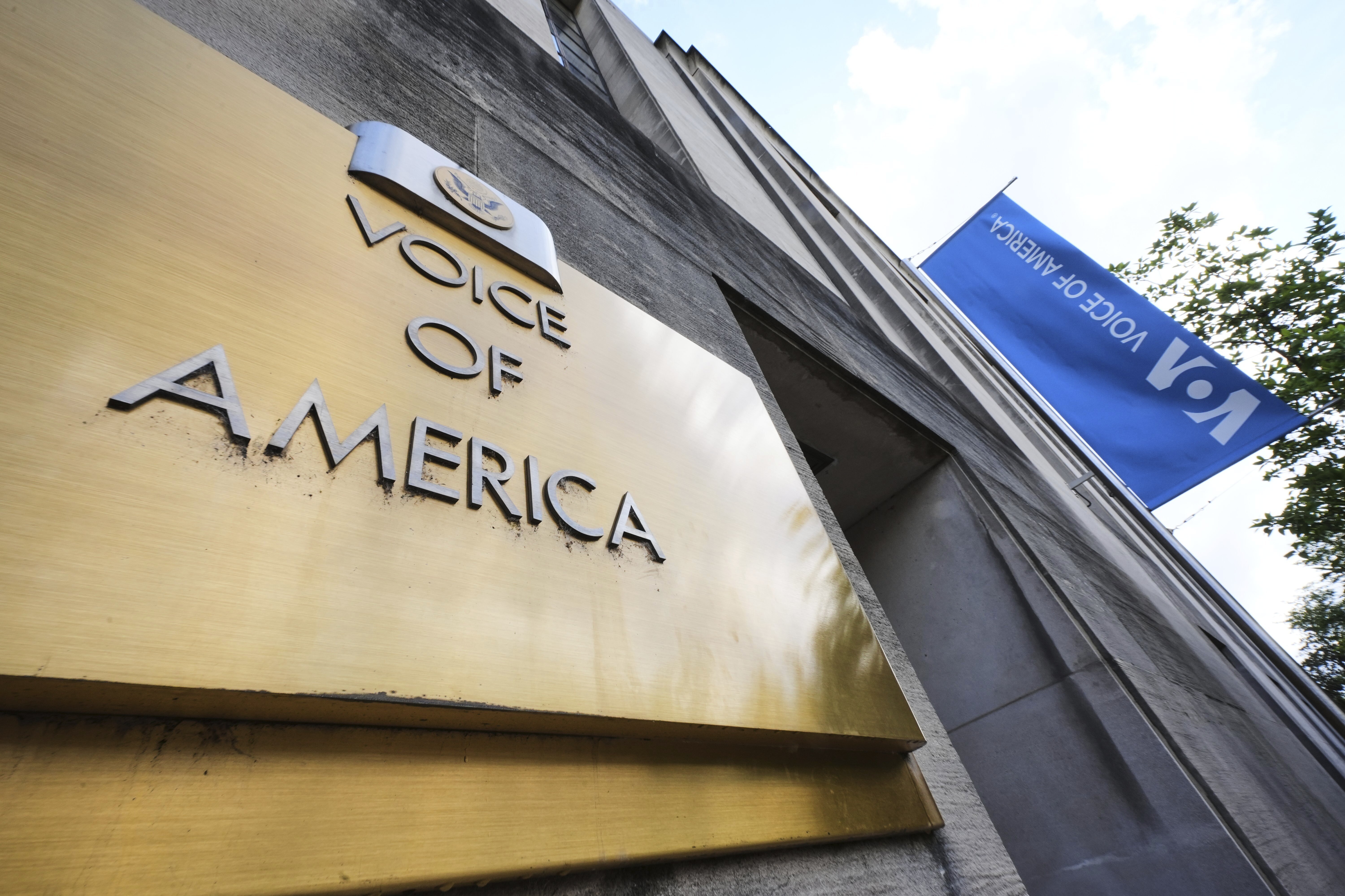 FILE - This is the Voice of America building in Washington, May 5, 2025. (AP Photo/Gene J. Puskar)