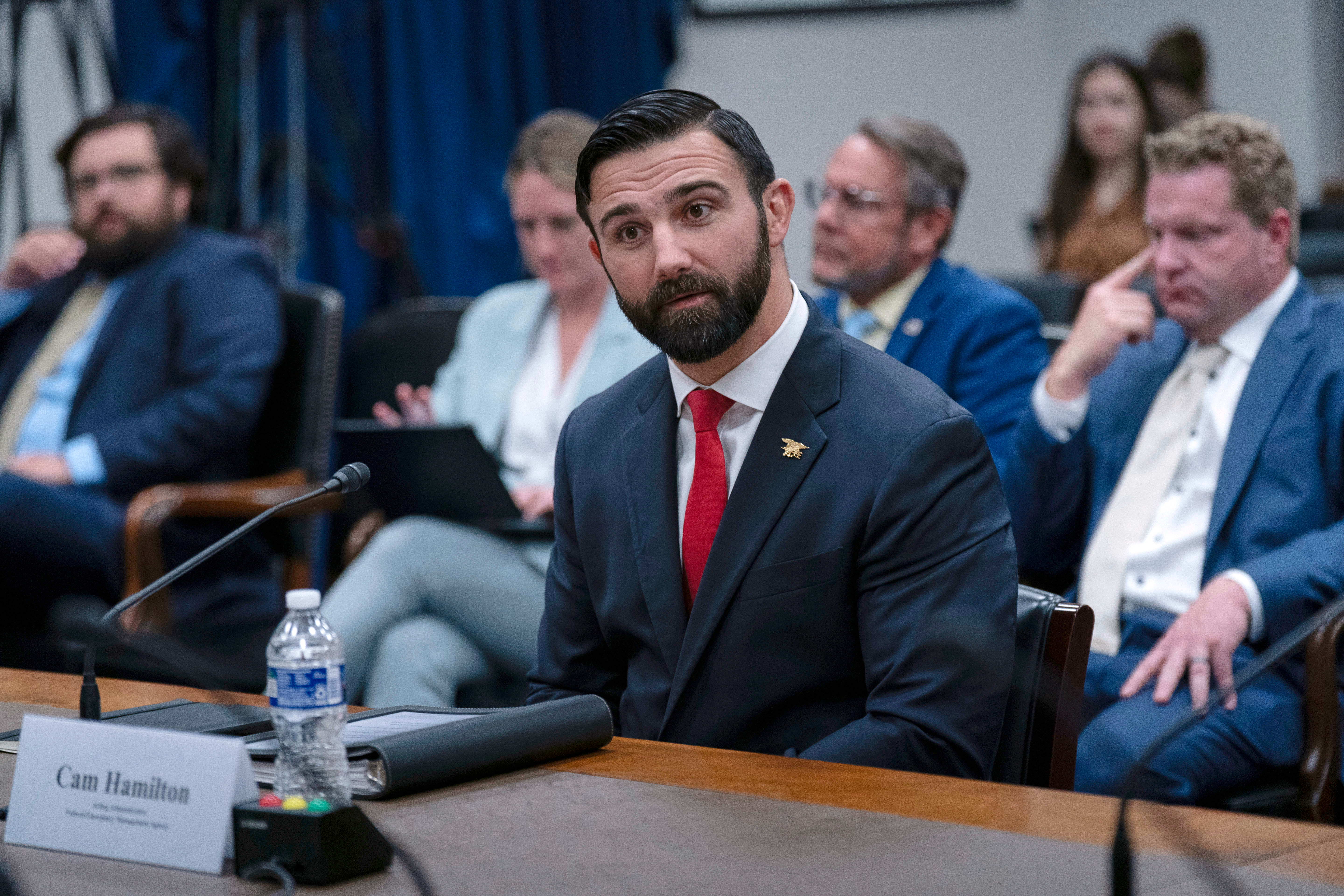 Cam Hamilton acting administrator of the Federal Emergency Management Agency testifies before the House Committee on Appropriations dubcommittee on Homeland Security oversight hearing of FEMA on Capitol Hill in Washington, Wednesday, May 7, 2025. (AP Photo/Jose Luis Magana)