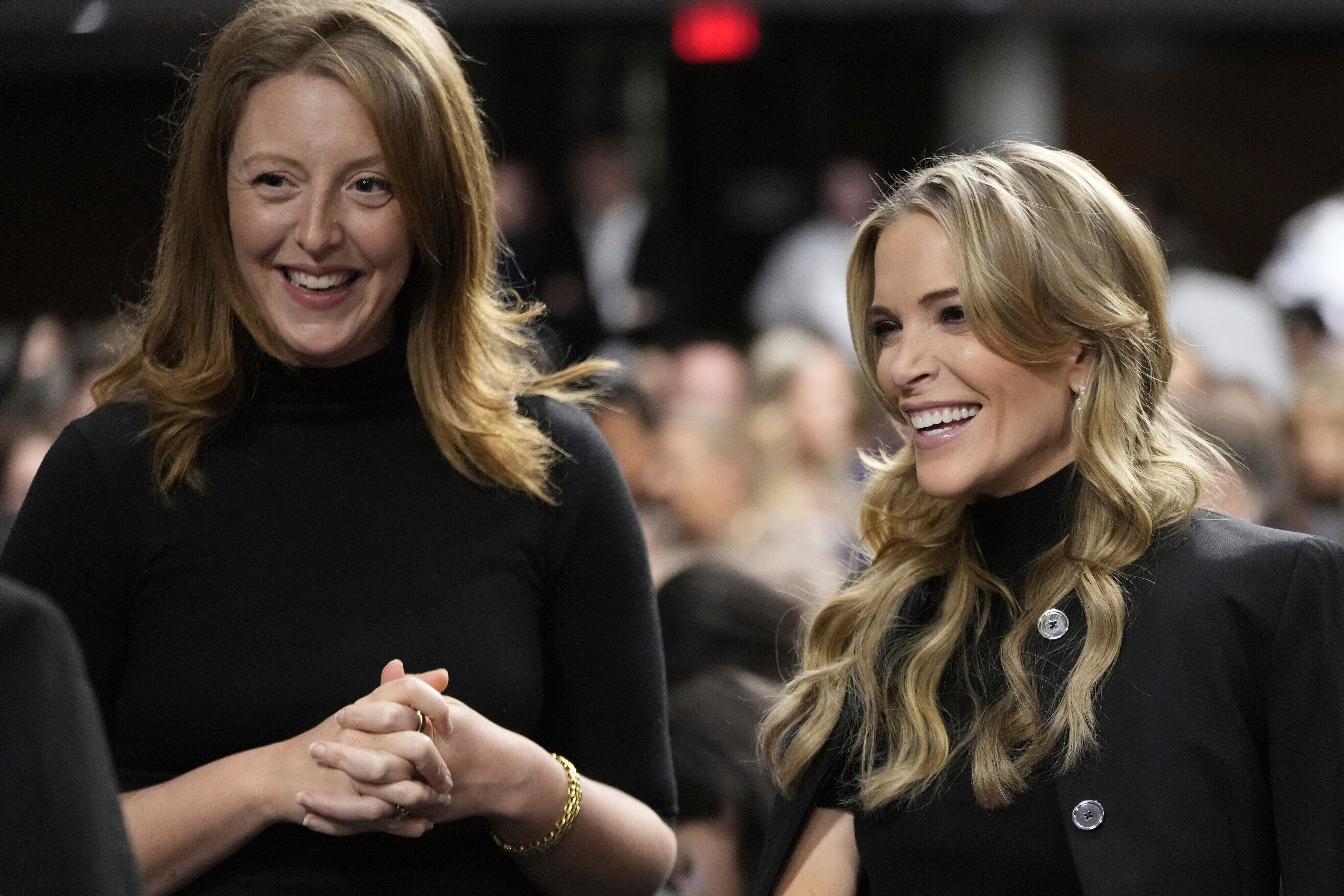CORRECTS NAME TO MEGYN INSTEAD OF MEGAN - FILE - Dr. Casey Means, a wellness influencer, left, and journalist Megyn Kelly, attend a confirmation hearing for Robert F. Kennedy Jr. for the Secretary of Health and Human Services post, at the Capitol in Washington, Jan. 29, 2025. (AP Photo/Ben Curtis, File)