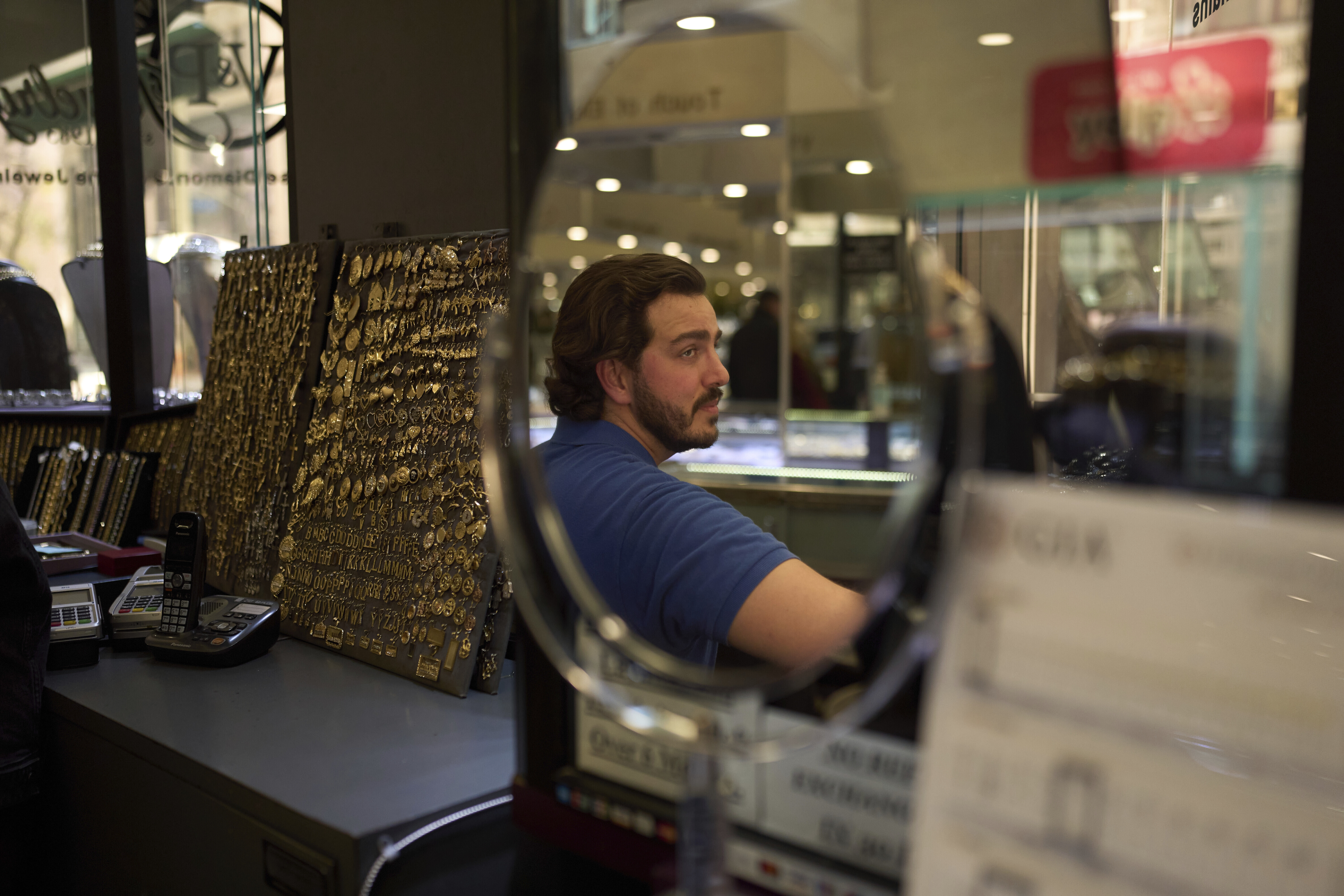 Puzant Berberian, whose family founded V&P Jewelry, sits for a photo at his shop in the St. Vincent Jewelry Center in Los Angeles, Wednesday, April 30, 2025. (AP Photo/Jae C. Hong)