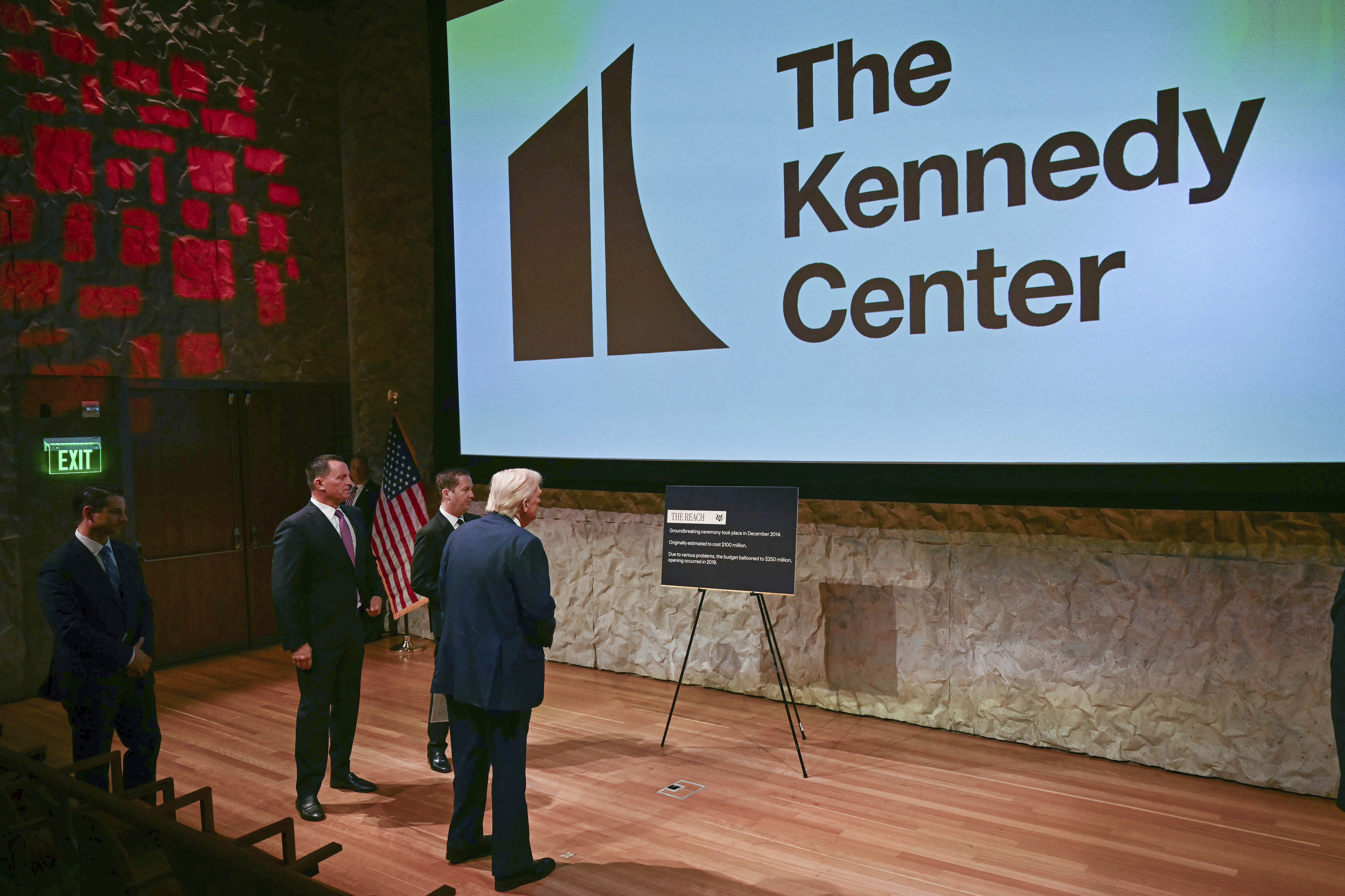 FILE - President Donald Trump tours the John F. Kennedy Center for the Performing Arts in Washington, Monday, March 17, 2025. (Pool via AP, File)