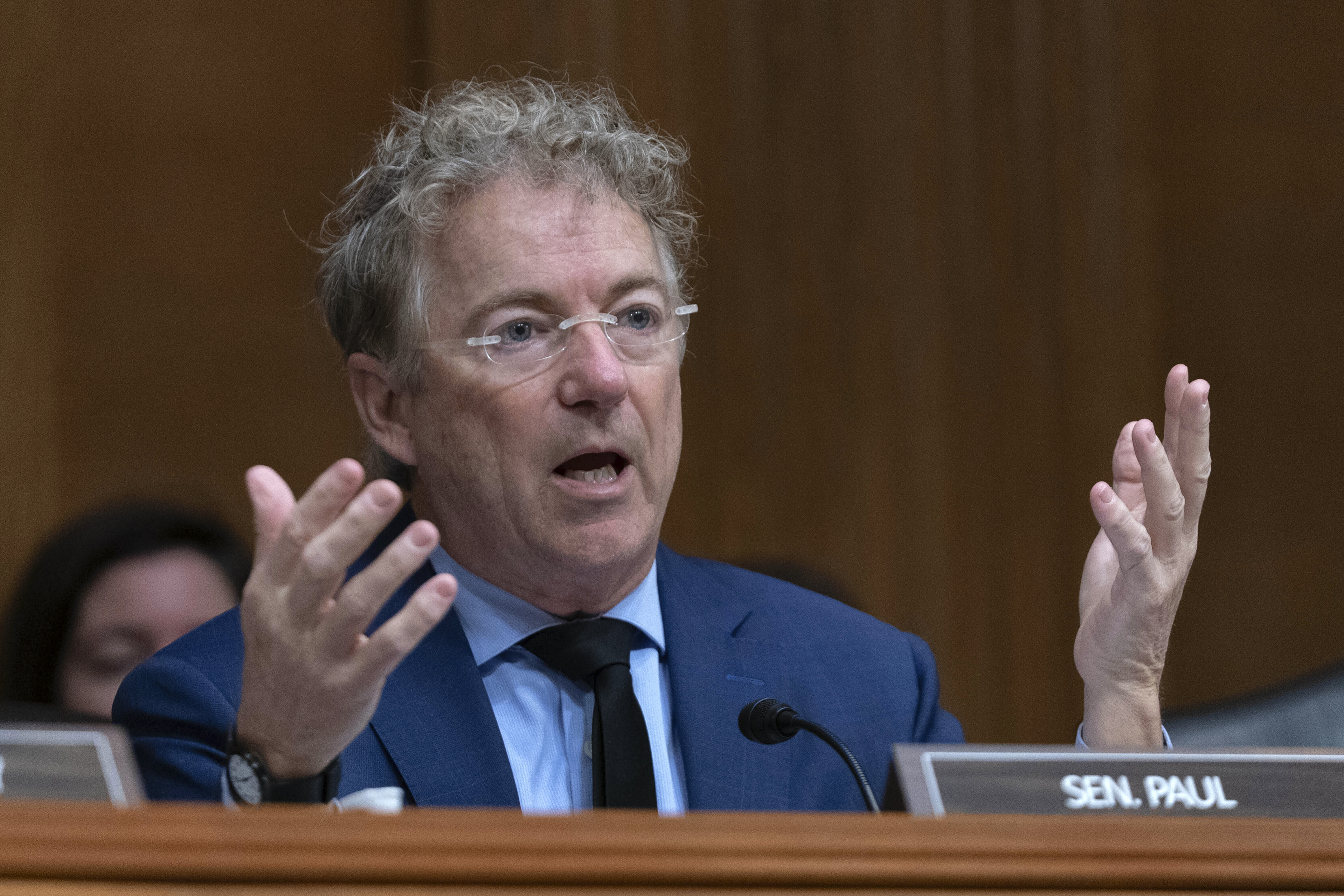 FILE - Sen. Rand Paul, R-Ky., speaks during the Senate Committee on Health, Education, Labor and Pensions hearing on the nomination of Martin Makary to serve as Commissioner of Food and Drugs at the Department of Health and Human Services, on Capitol Hill Thursday, March 6, 2025, in Washington. (AP Photo/Jose Luis Magana, file)