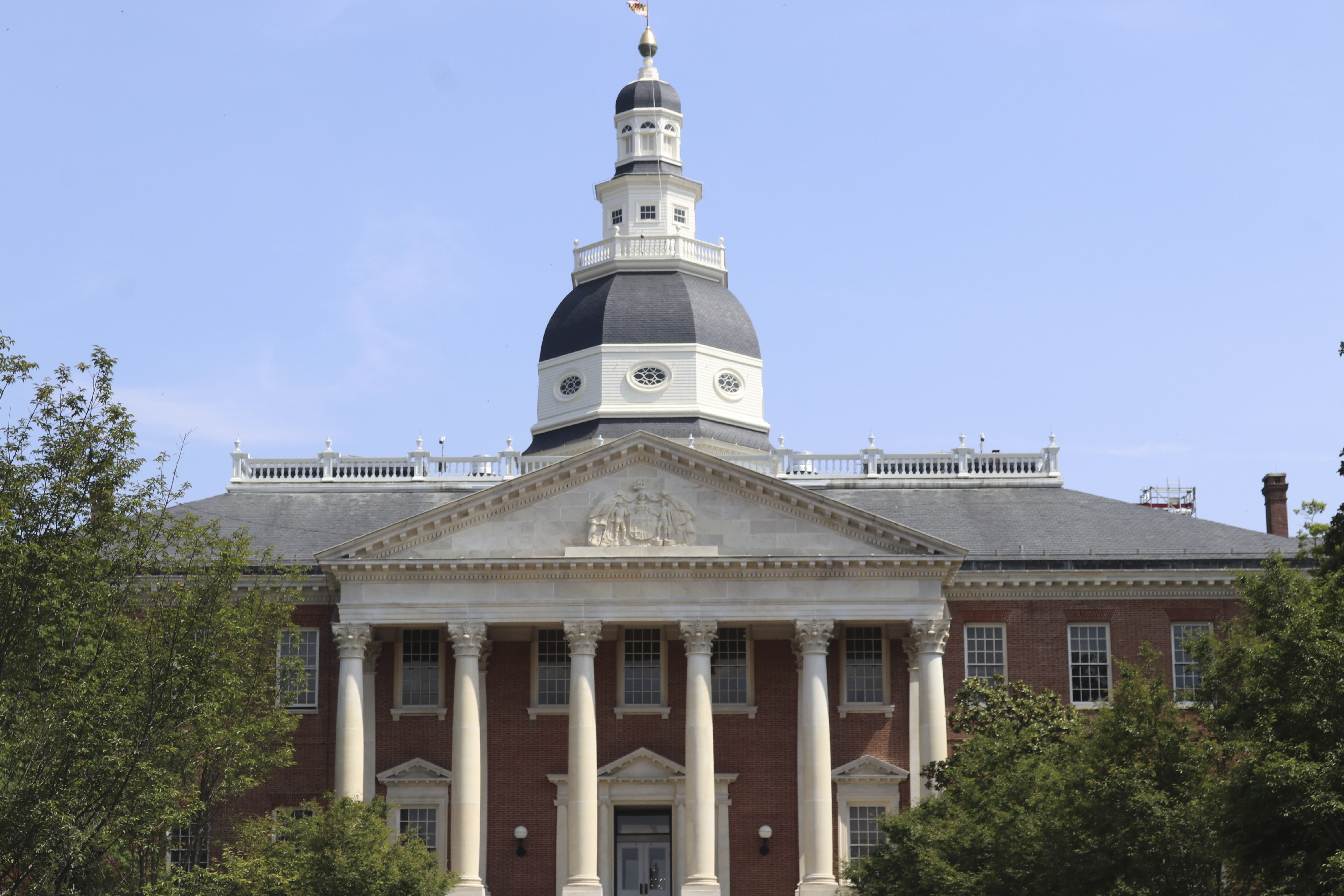 FILE - A flag stand atop the Maryland State House on May 11, 2023, in Annapolis, Md. . (AP Photo/Brian Witte, File)