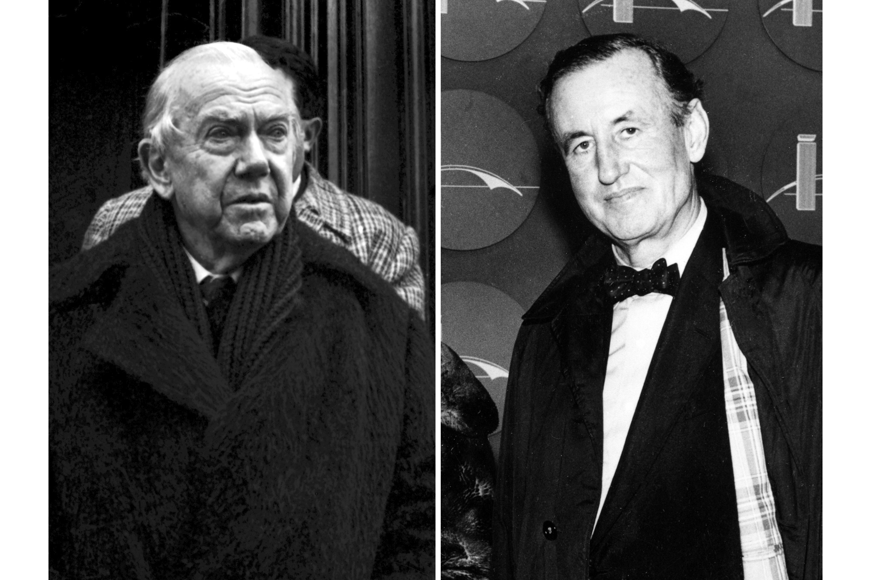 This combination of photos shows English author Graham Greene at the Sorbonne University in Paris, France on Feb. 13, 1983, left, and British Author Ian Fleming in New York on Jan. 10, 1962. (AP Photo)