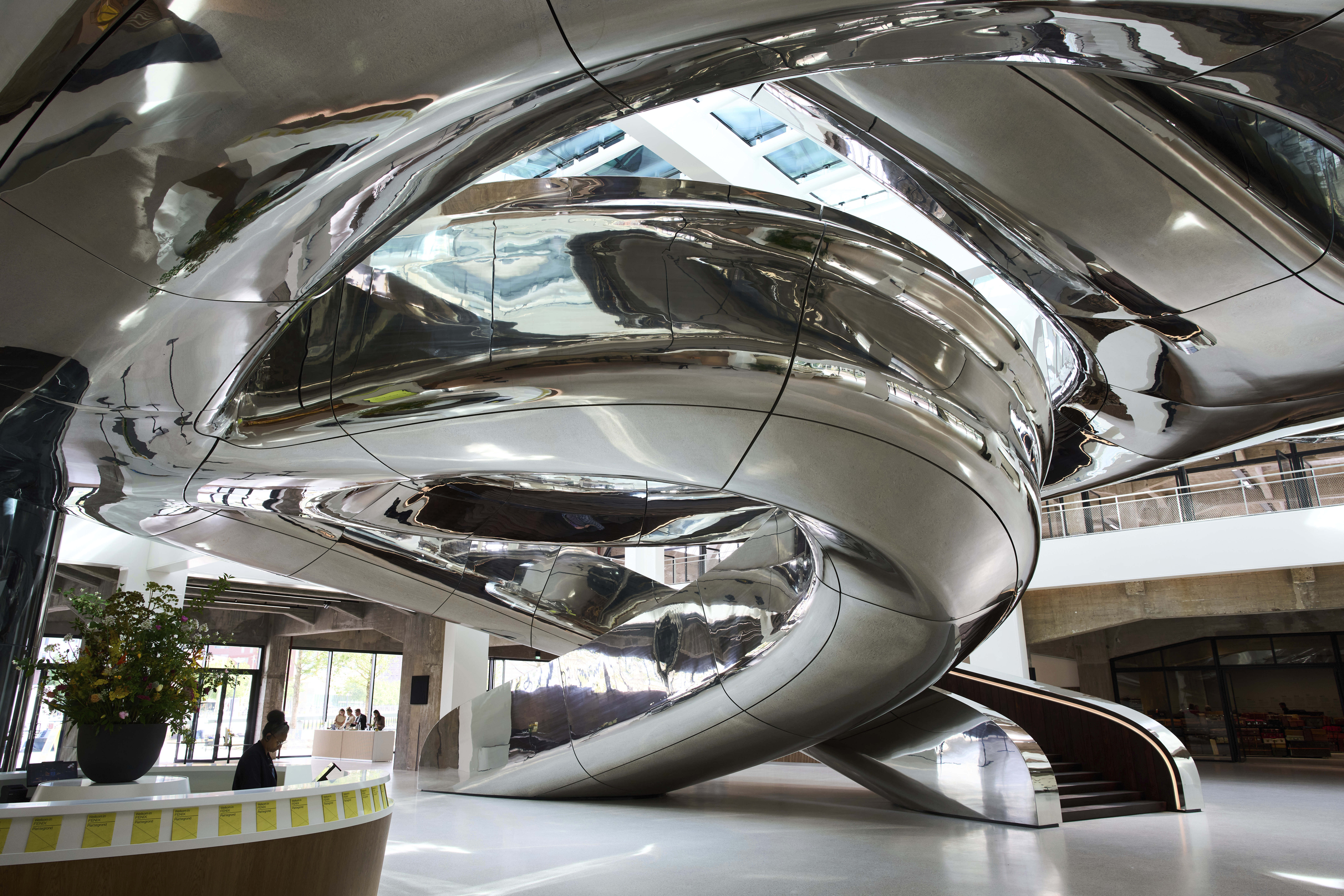 Interior view of the Fenix Migration Museum in Rotterdam, Netherlands, Wednesday, May 14, 2025. (AP Photo/Peter Dejong)