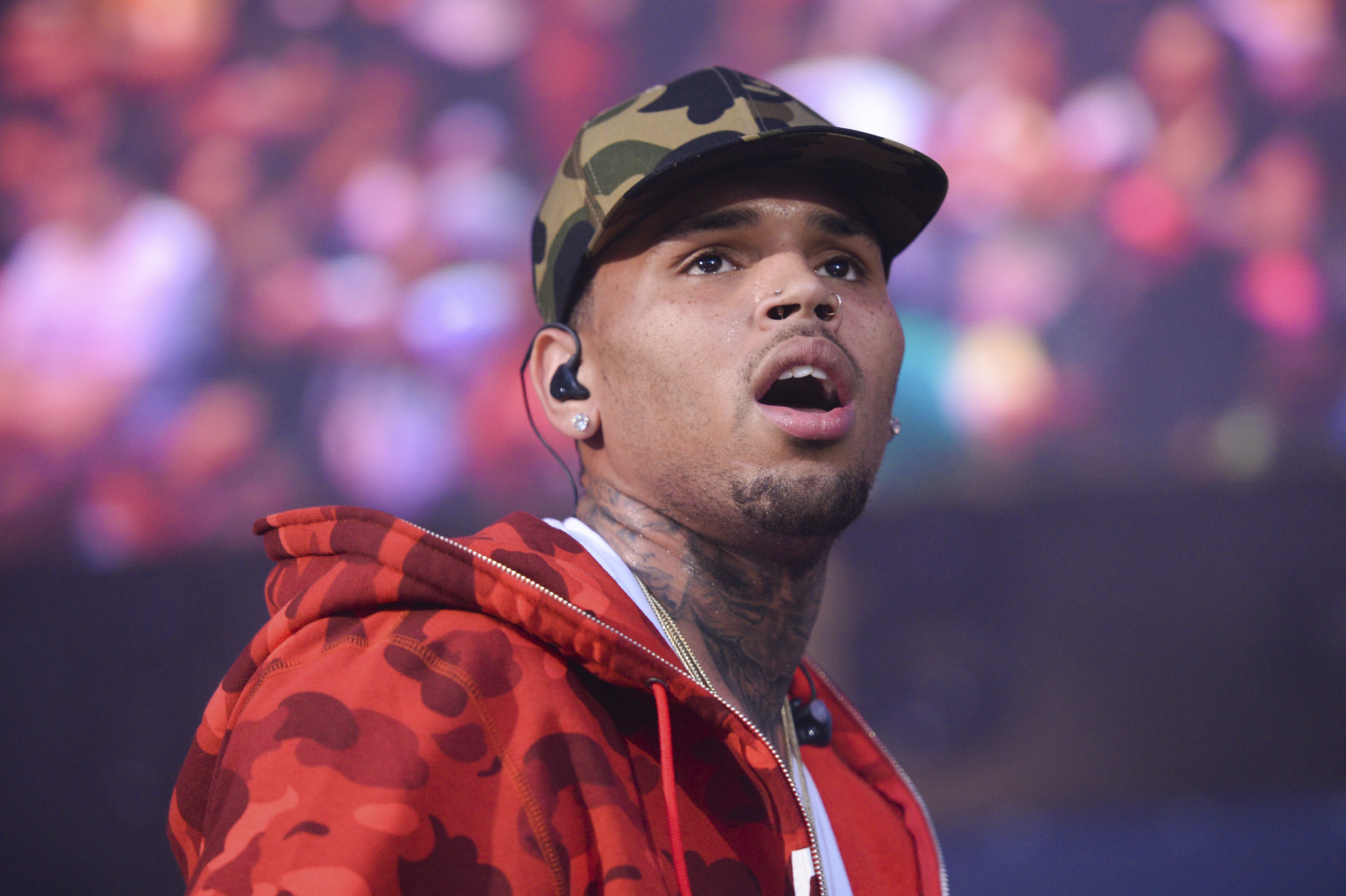 FILE - In this June 7, 2015 file photo, Chris Brown performs at the 2015 Hot 97 Summer Jam at MetLife Stadium in East Rutherford, N.J. (Photo by Scott Roth/Invision/AP, File)