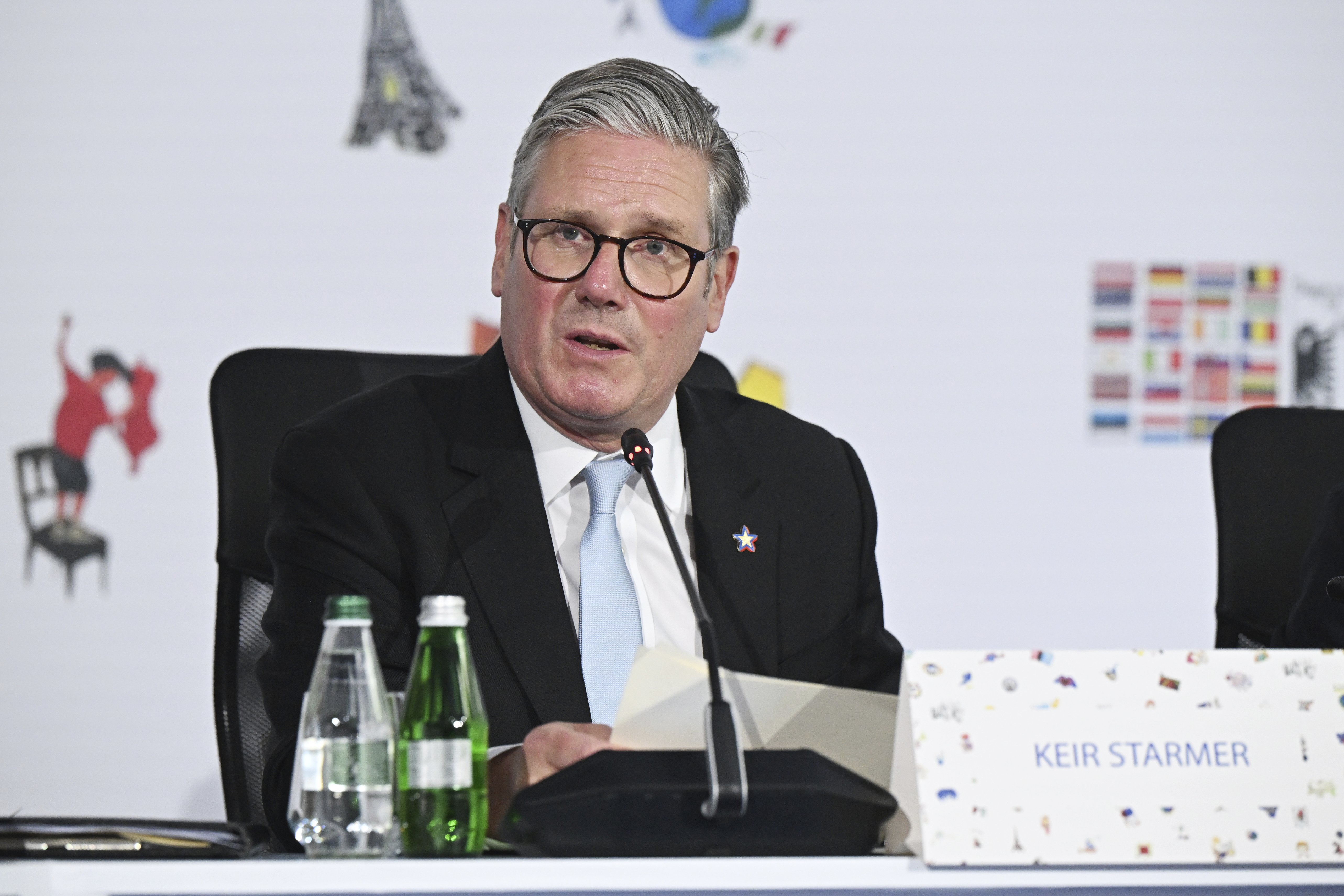Britain's Prime Minister Keir Starmer attends a security roundtable meeting at the 6th European Political Community summit on Friday May 16, 2025 in Tirana, Albania. (Leon Neal/Pool via AP)