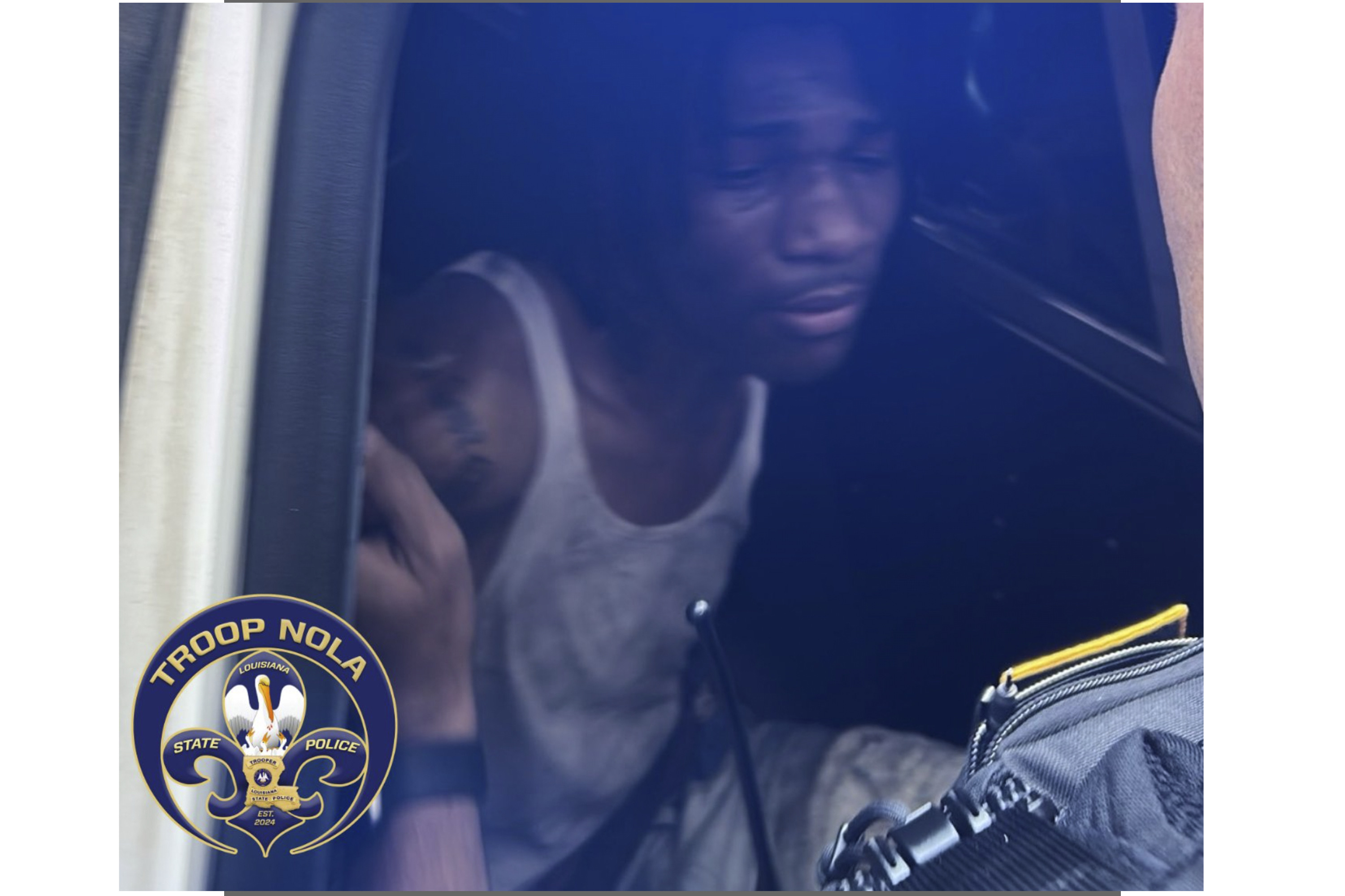 This image provided by Louisiana State Police shows one of New Orleans jail escapees, Kendall Myles, captured in the French Quarter Friday, May 16, 2025 in New Orleans. (Louisiana State Police via AP)