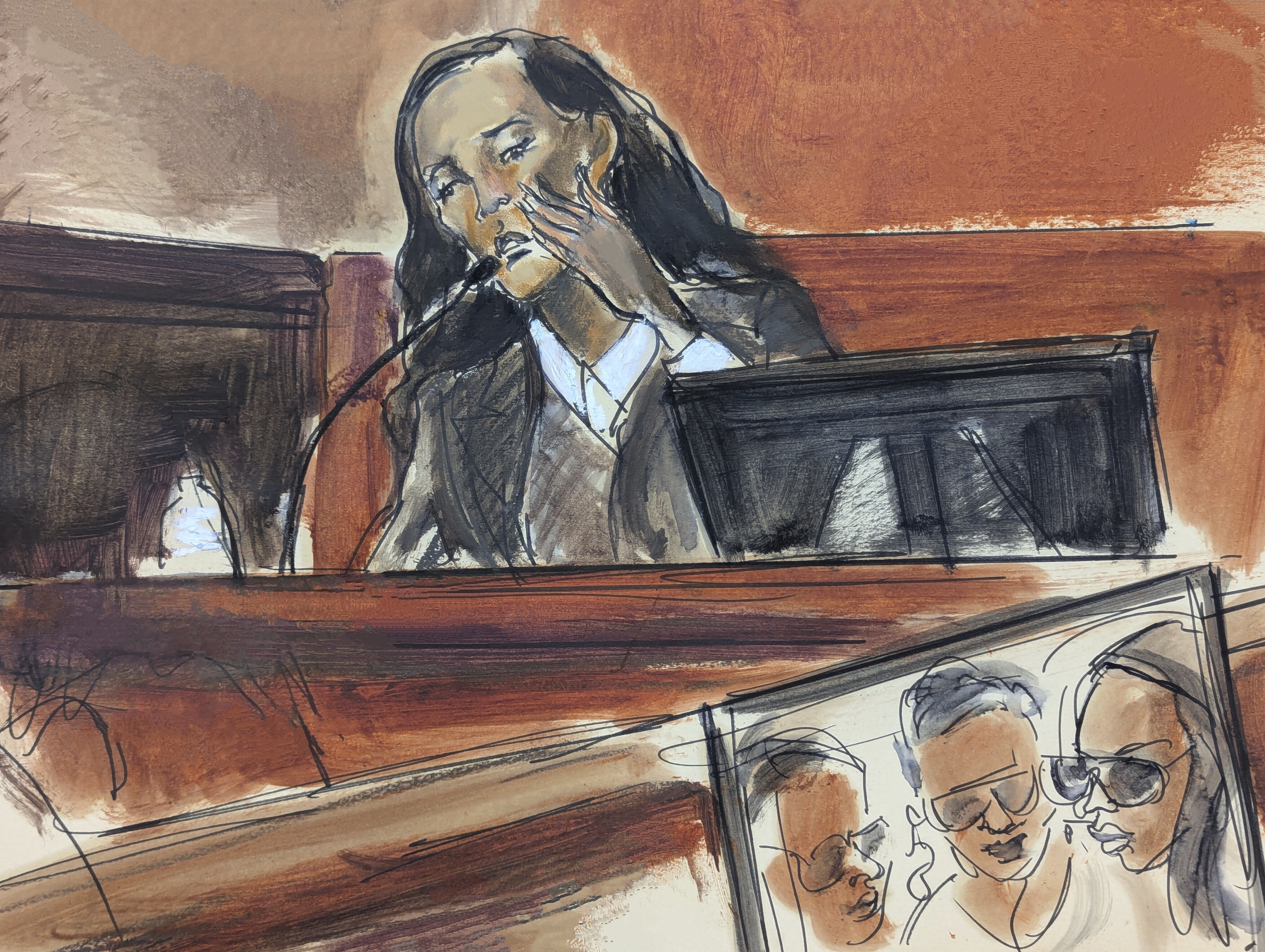 CORRECTS NAME SPELLING: Witness Dawn Richard testifies in Manhattan federal court during the sex trafficking and racketeering trial of Sean "Diddy" Combs, Monday, May 19, 2025, in New York. (Elizabeth Williams via AP)