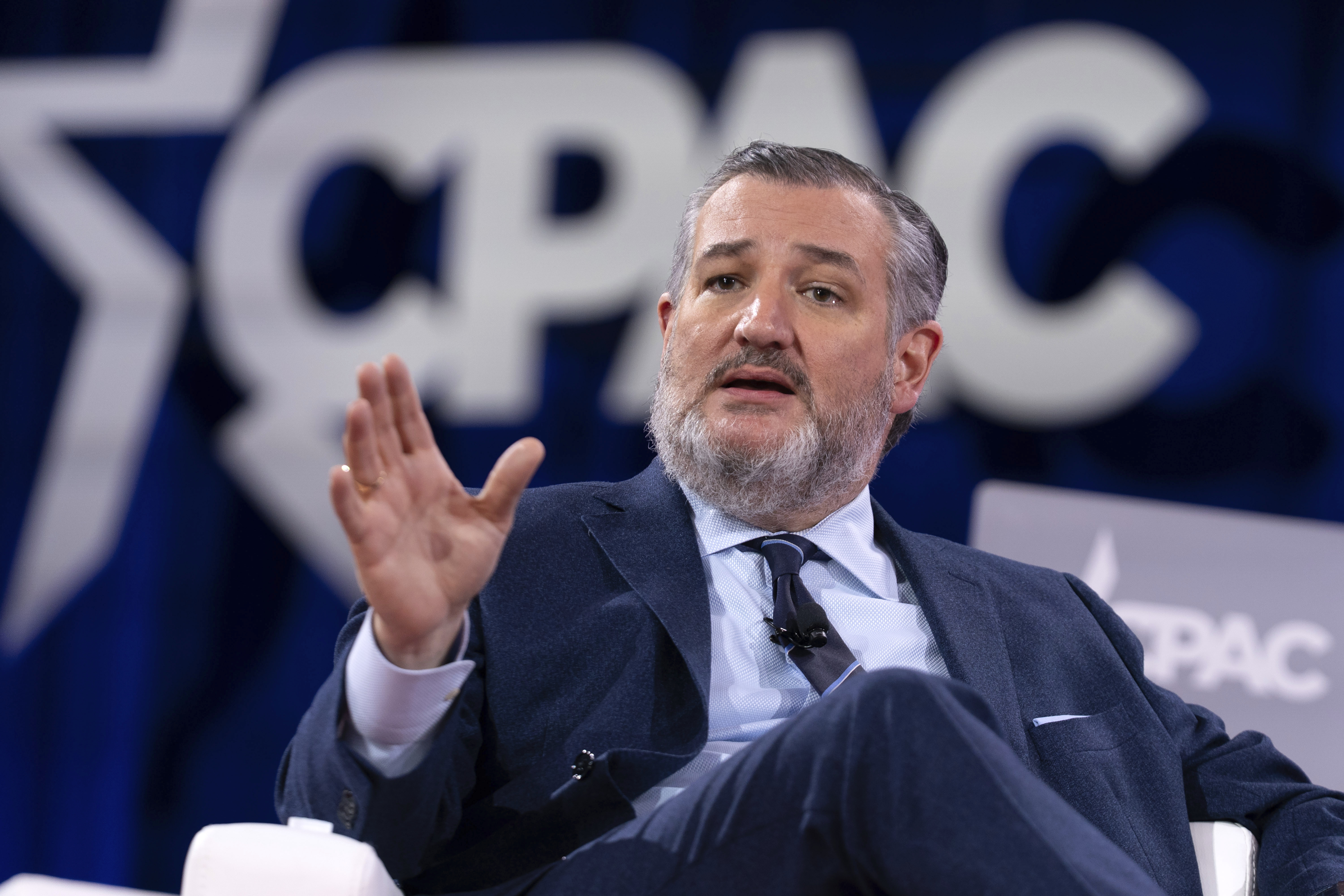 FILE - Sen. Ted Cruz, R-Texas, speaks at the Conservative Political Action Conference, CPAC, at the Gaylord National Resort & Convention Center, Feb. 20, 2025, in Oxon Hill, Md. (AP Photo/Jose Luis Magana, File)