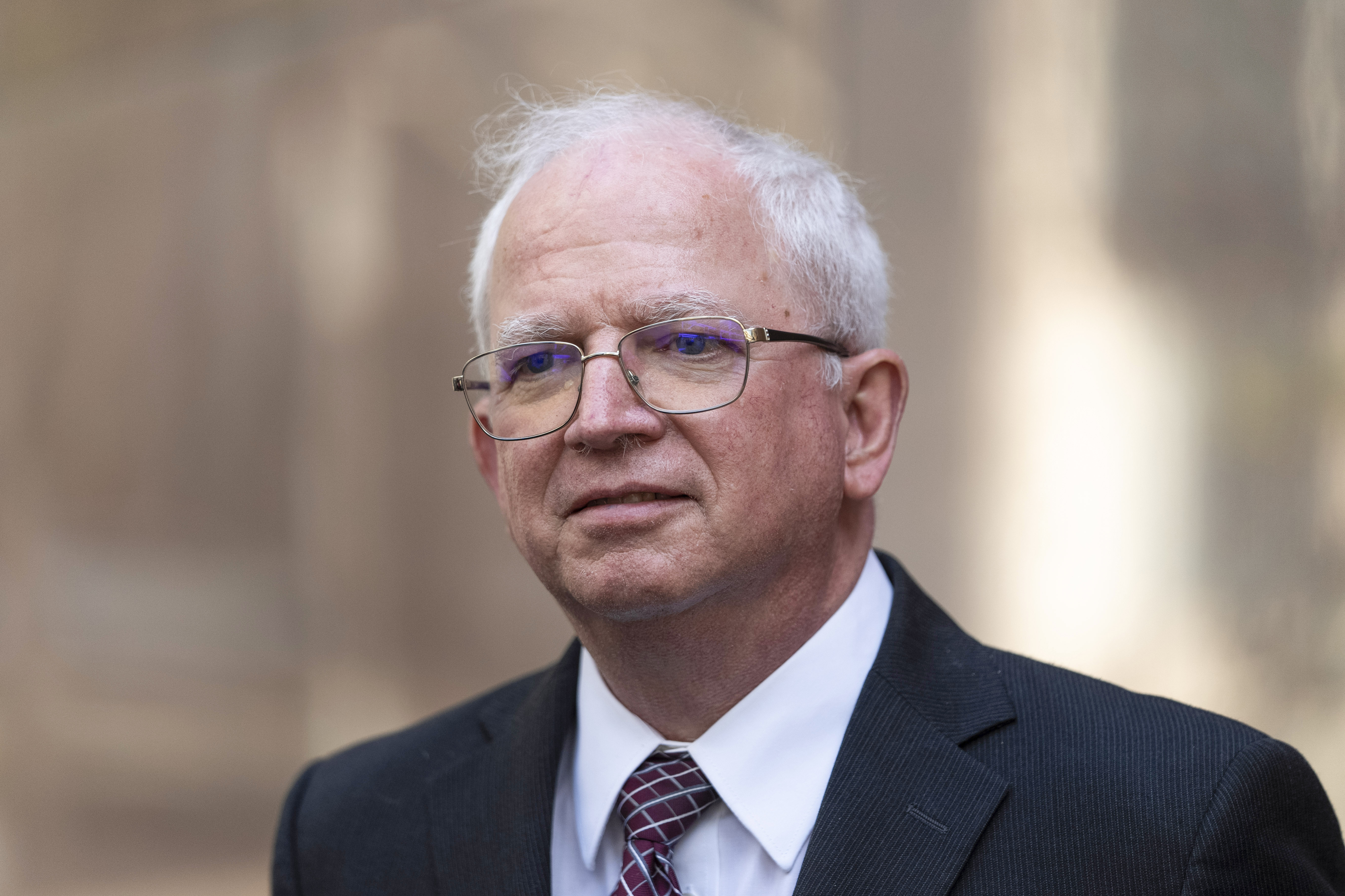 FILE - Attorney John Eastman, the architect of a legal strategy aimed at keeping former President Donald Trump in power, talks to reporters after a hearing in Los Angeles, June 20, 2023. (AP Photo/Jae C. Hong, File)