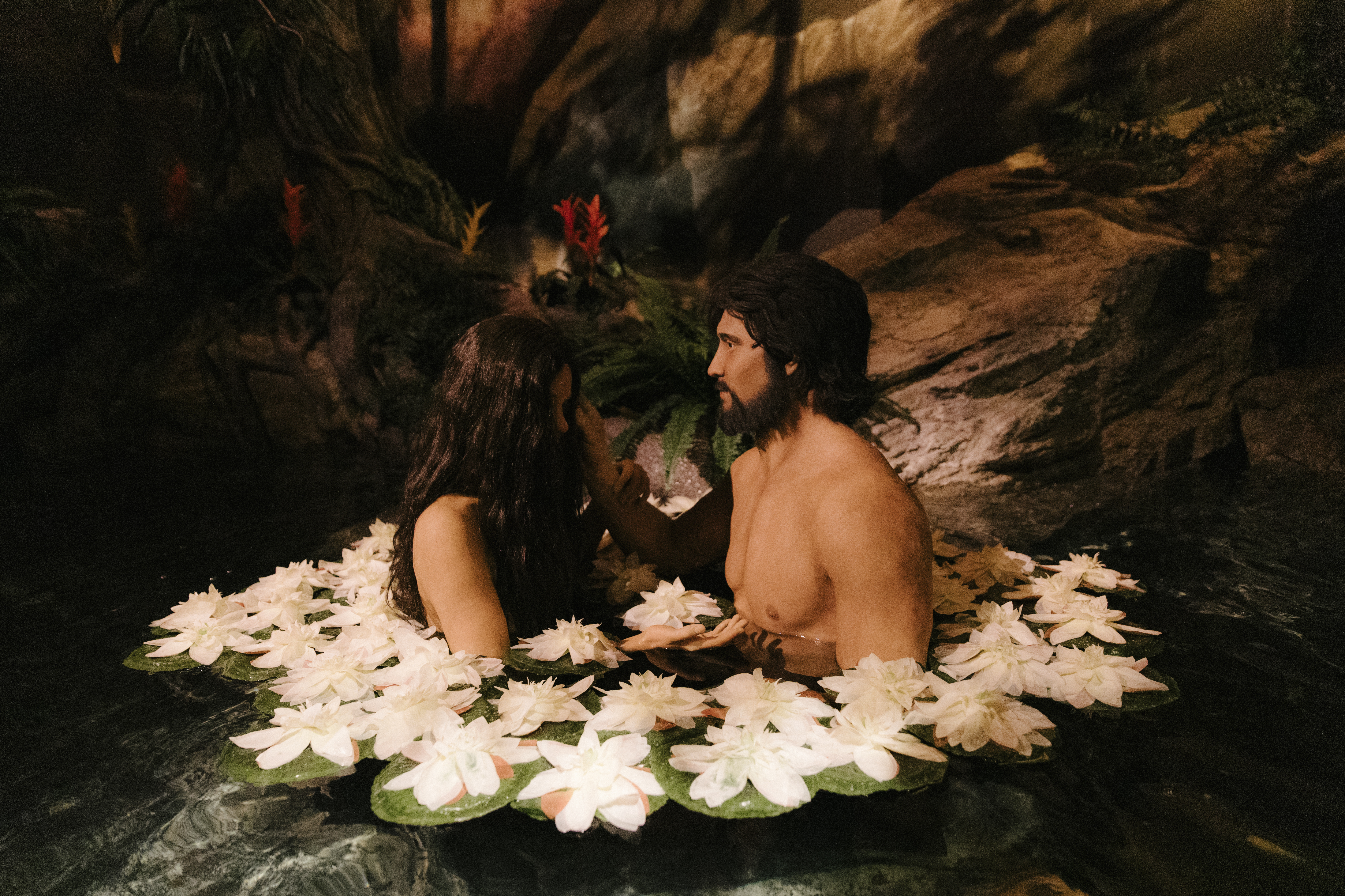 An exhibit of Adam and Eve is seen at the Creation Museum in Petersburg, Ky., Friday, March 21, 2025. (AP Photo/Madeleine Hordinski)