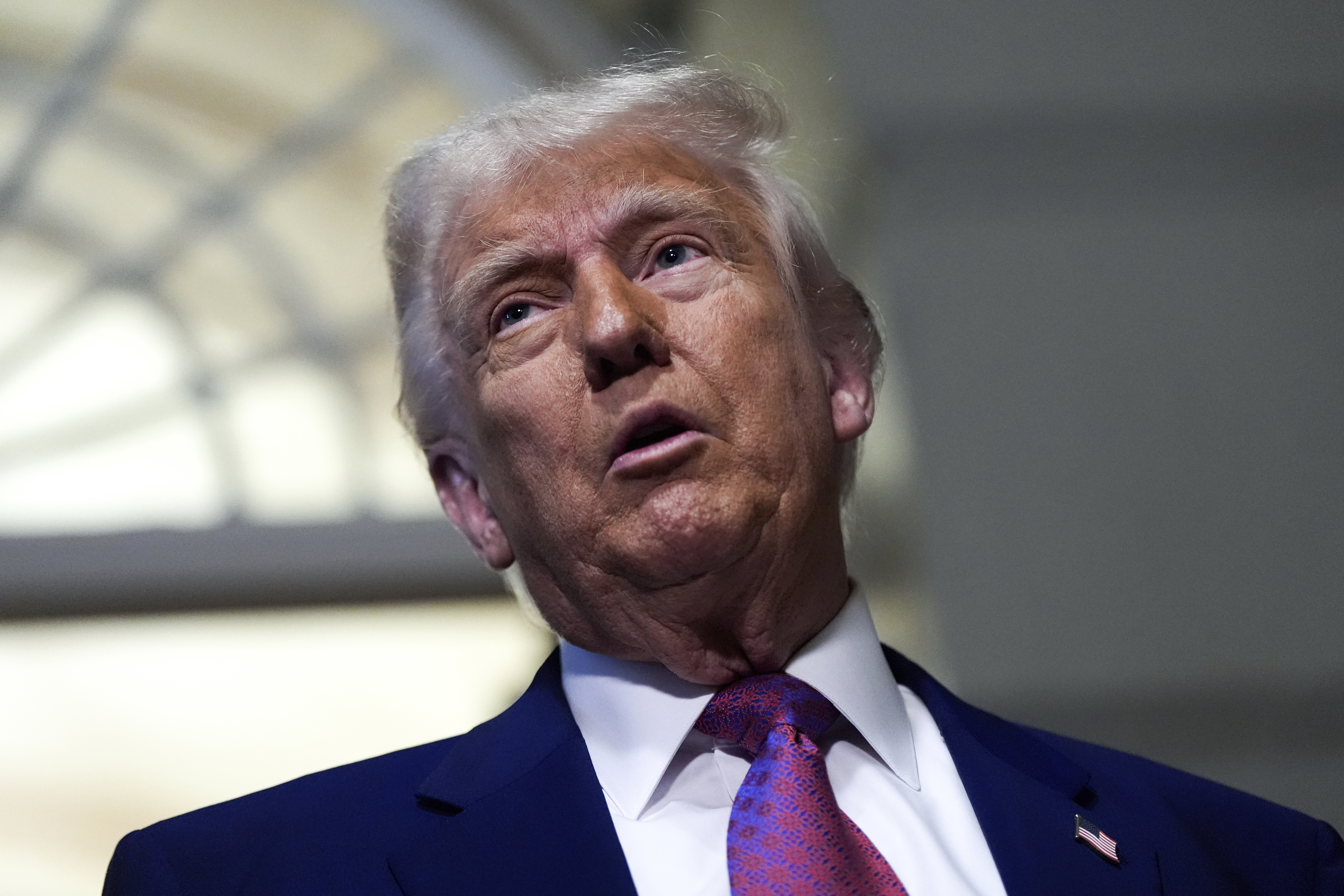 President Donald Trump speaks to reporters before a House Republican conference meeting, Tuesday, May 20, 2025, at the U.S. Capitol in Washington. (AP Photo/Julia Demaree Nikhinson)
