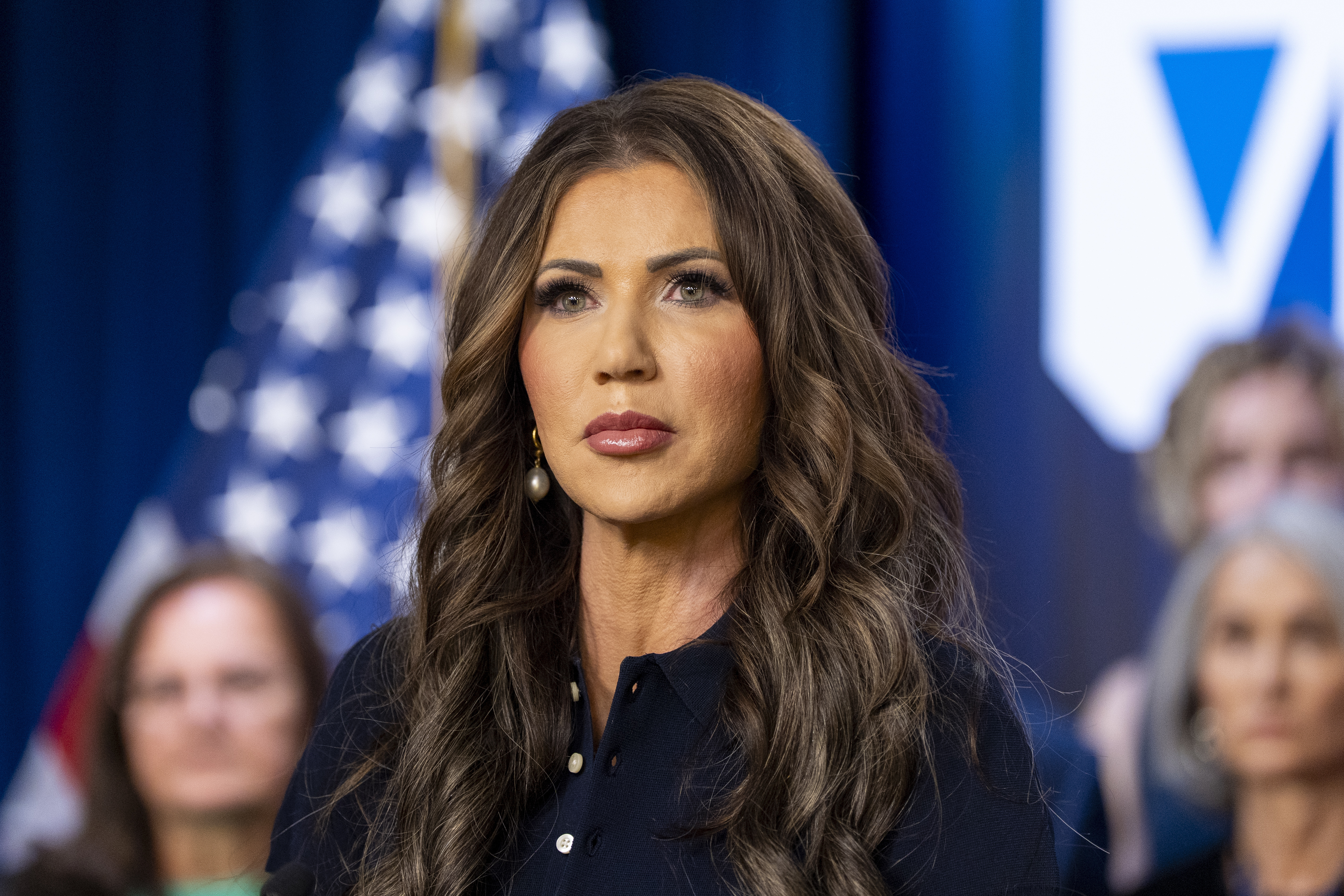FILE - Homeland Security Secretary Kristi Noem speaks during a news conference, April 9, 2025, in Washington. (AP Photo/Alex Brandon, File)