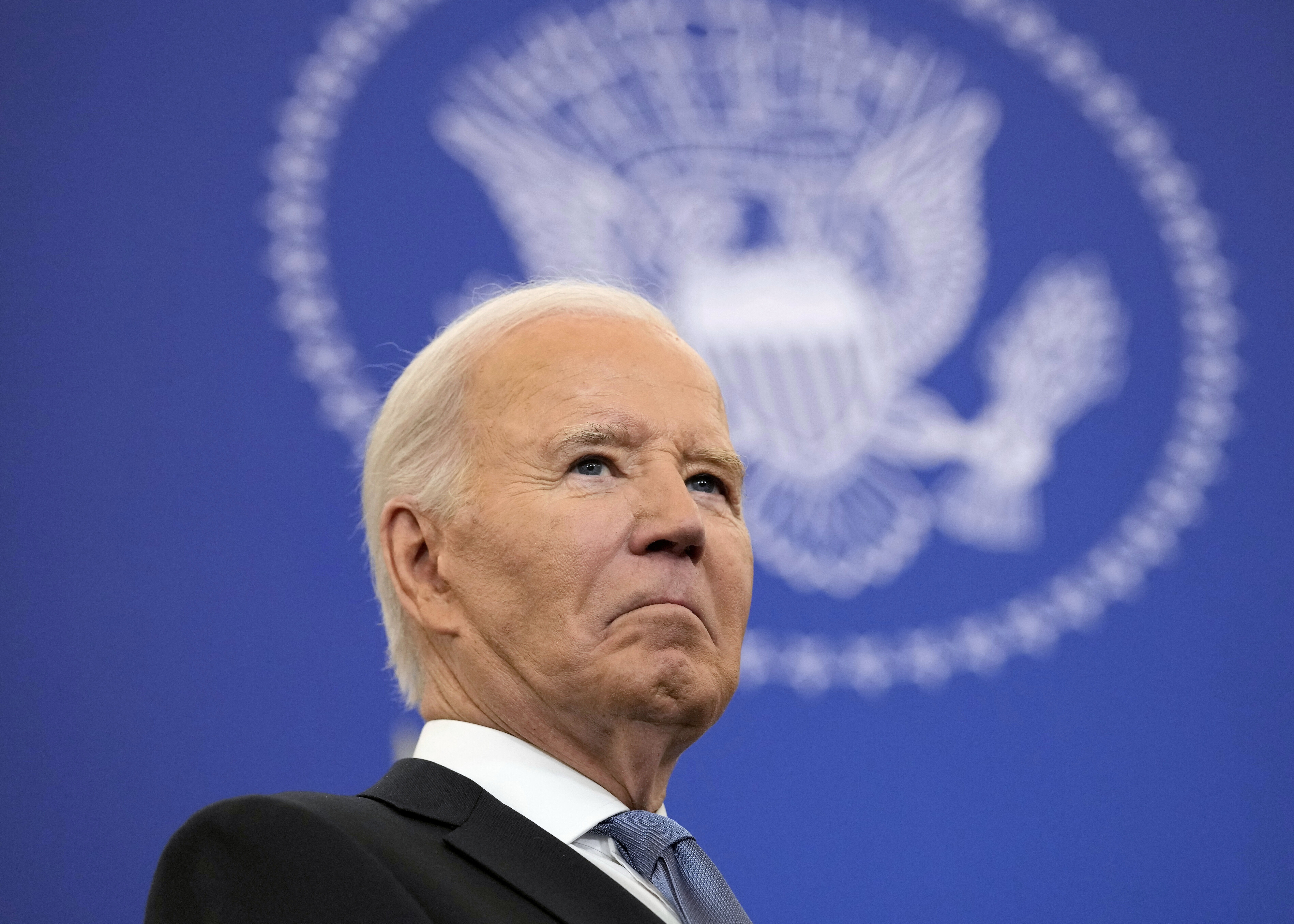 FILE - President Joe Biden waits to speak about foreign policy at the State Department in Washington, Jan. 13, 2025. (AP Photo/Susan Walsh, File)