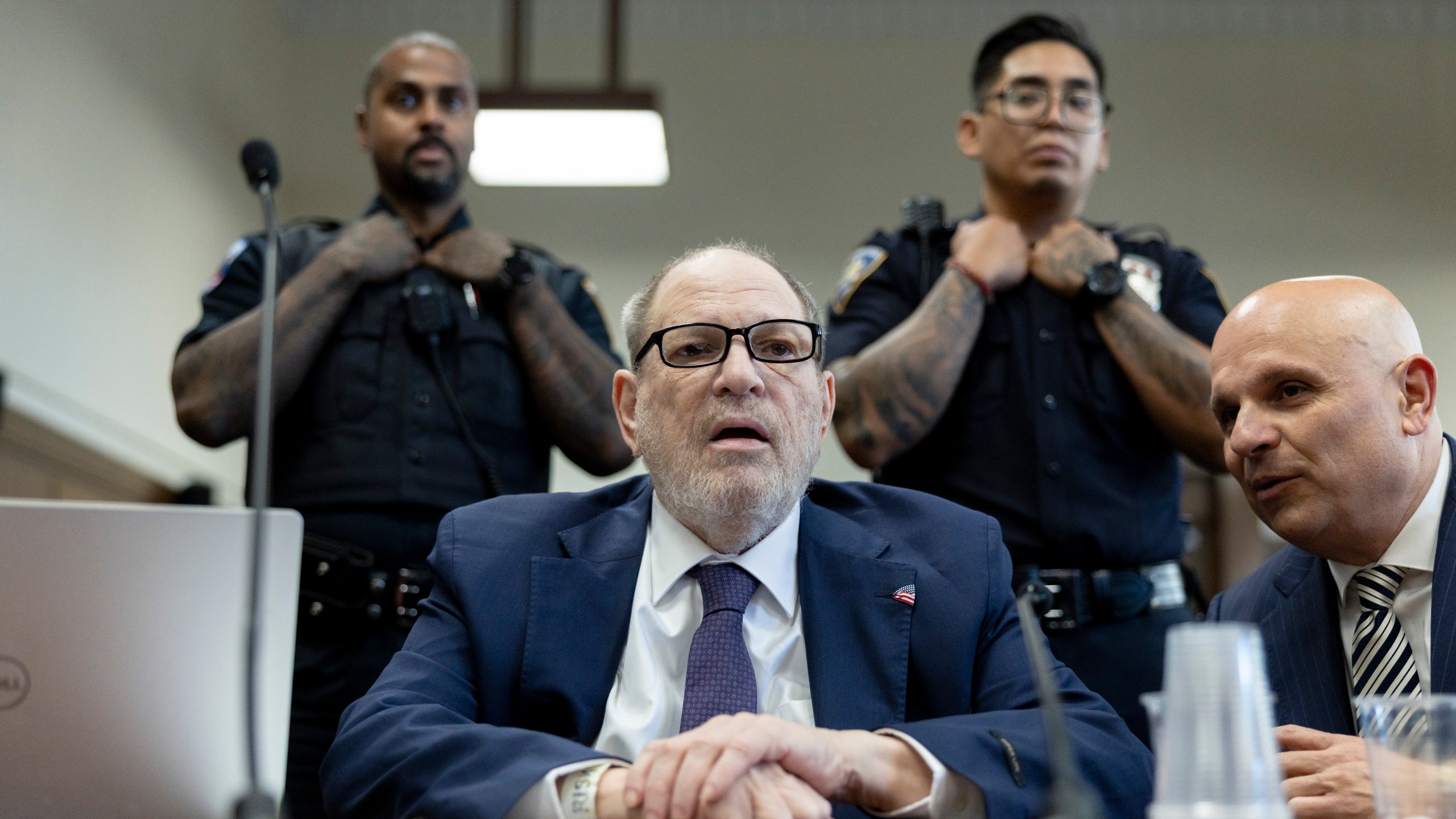 Harvey Weinstein appears in state court in Manhattan for his retrial on Tuesday, May 20, 2025 in New York. (Justin Lane/Pool Photo via AP)