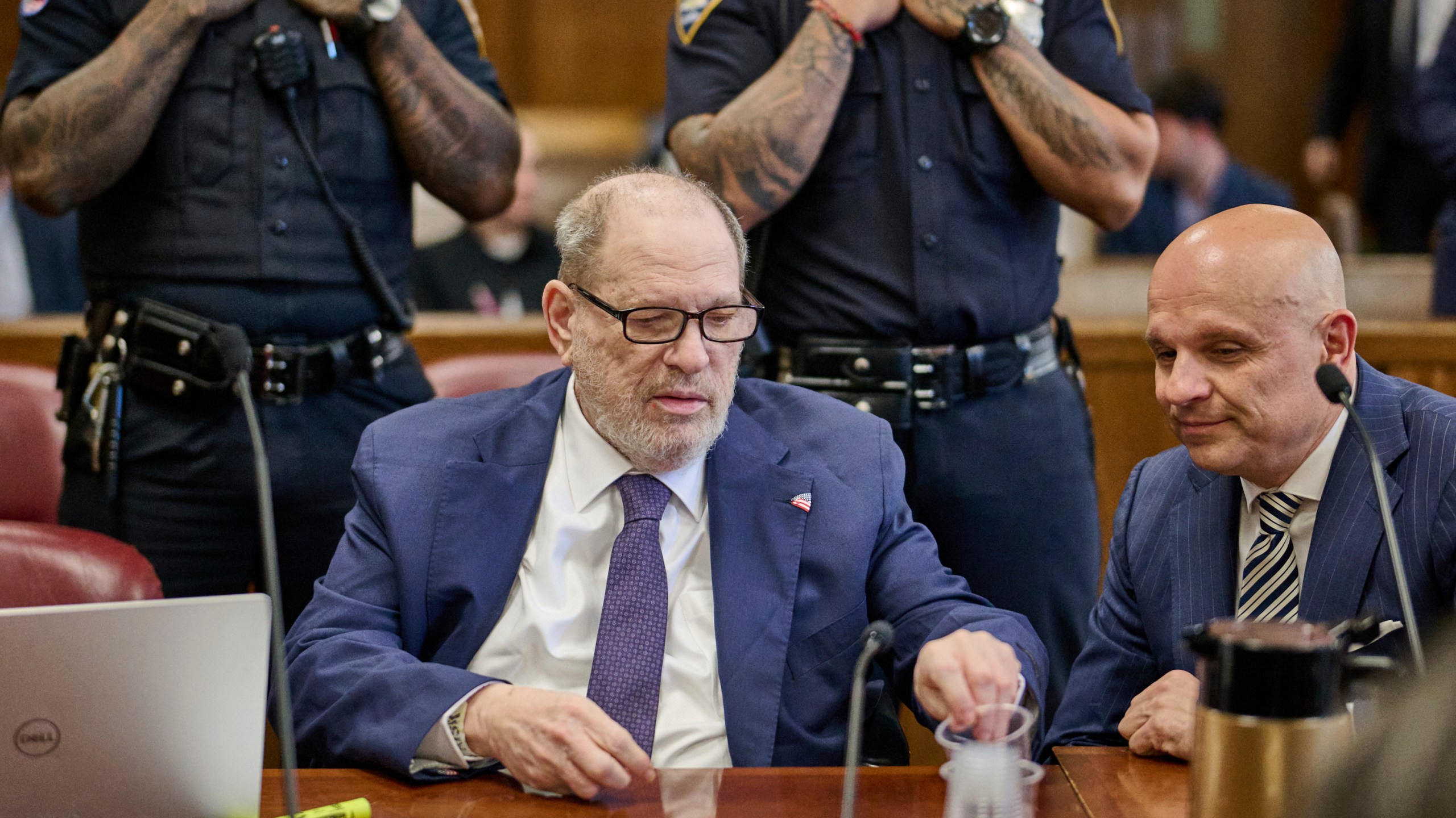 Harvey Weinstein appears in state court in Manhattan for his retrial on Tuesday, May 20, 2025 in New York. (Curtis Means/Pool Photo via AP)