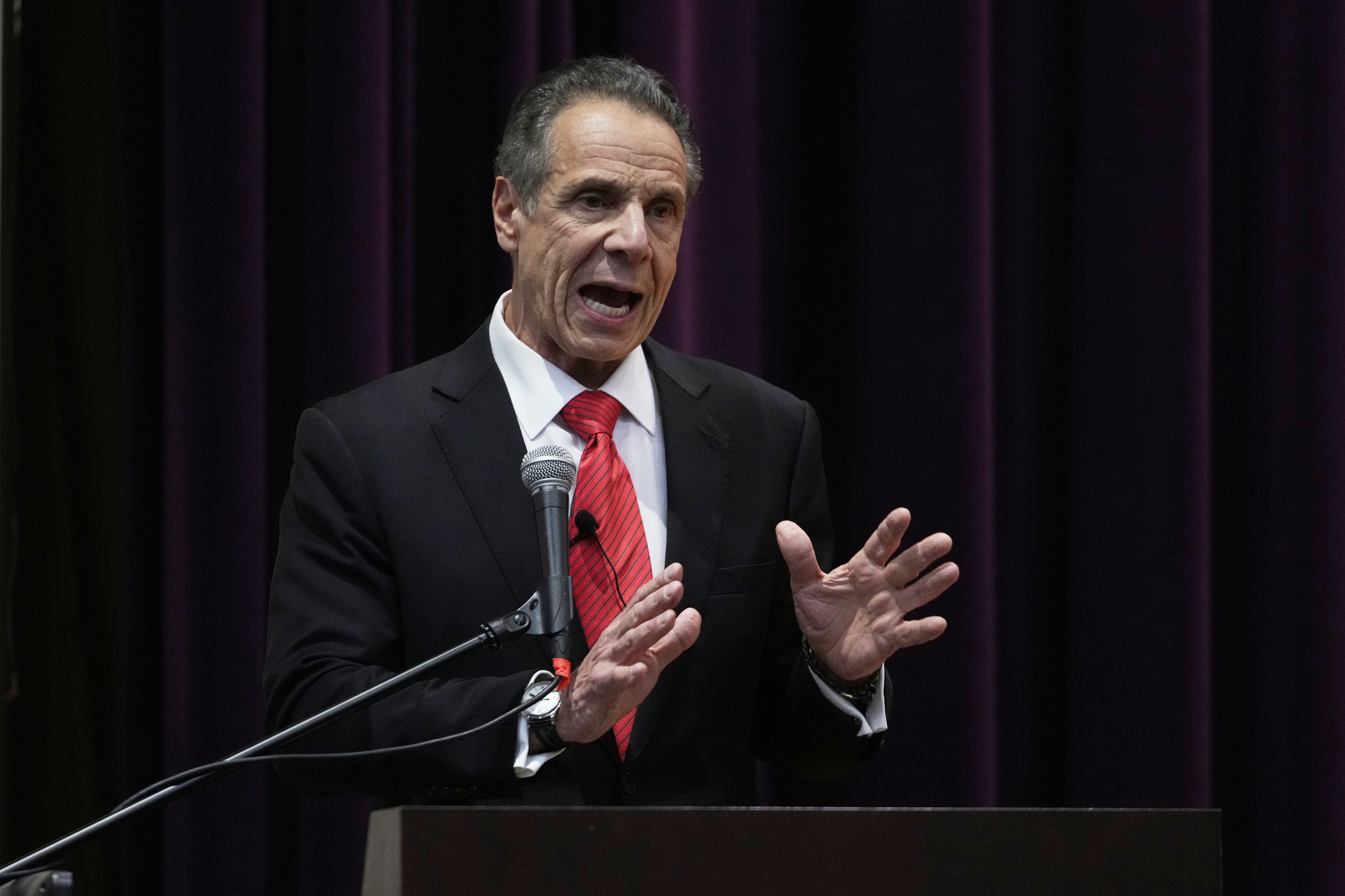 Former New York Gov. Andrew Cuomo speaks during the New York City Mayoral Candidates Forum at Medgar Evers College Wednesday, April 23, 2025, in New York. (AP Photo/Frank Franklin II)