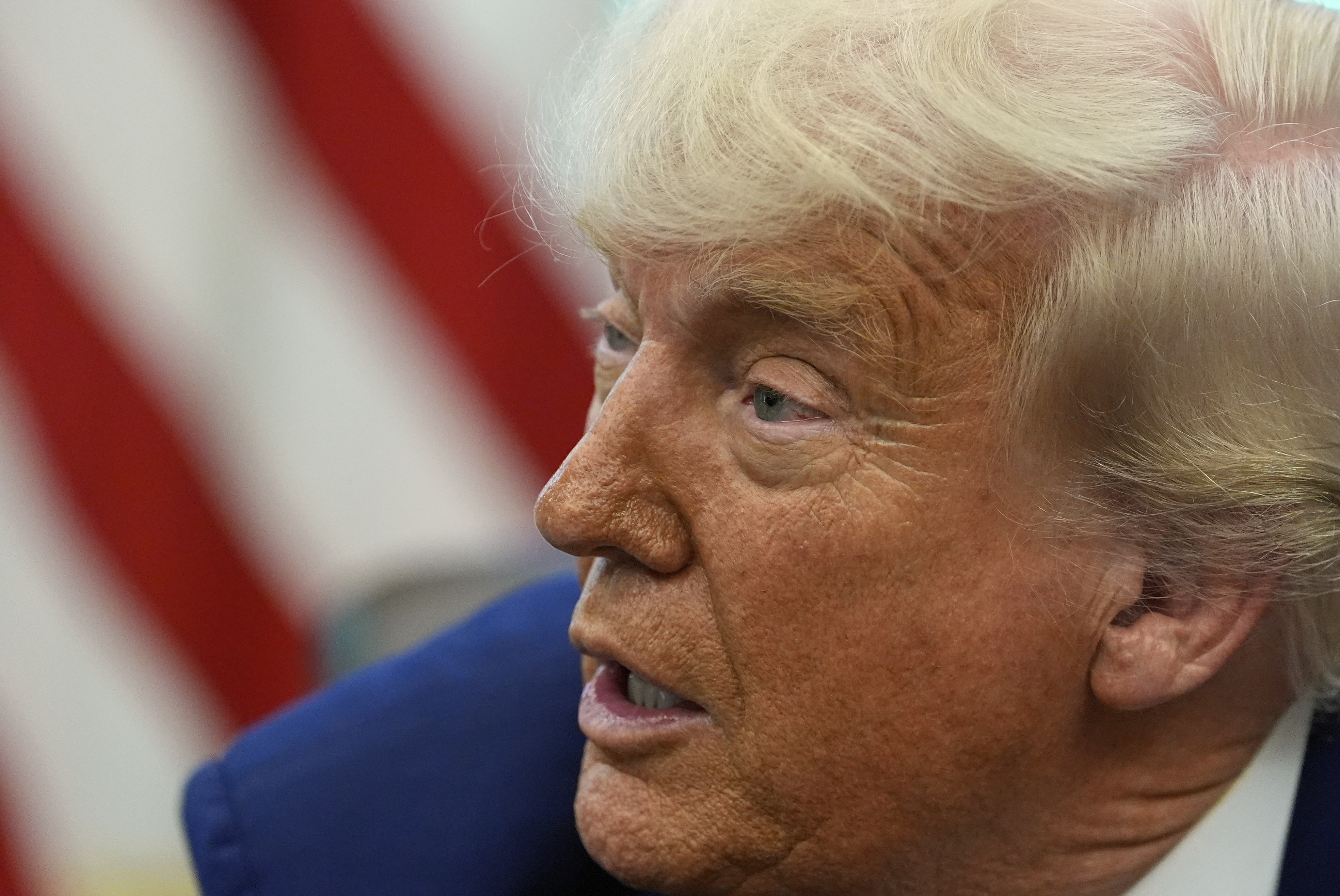 President Donald Trump speaks in the Oval Office of the White House, Tuesday, May20, 2025, in Washington. (AP Photo/Alex Brandon)