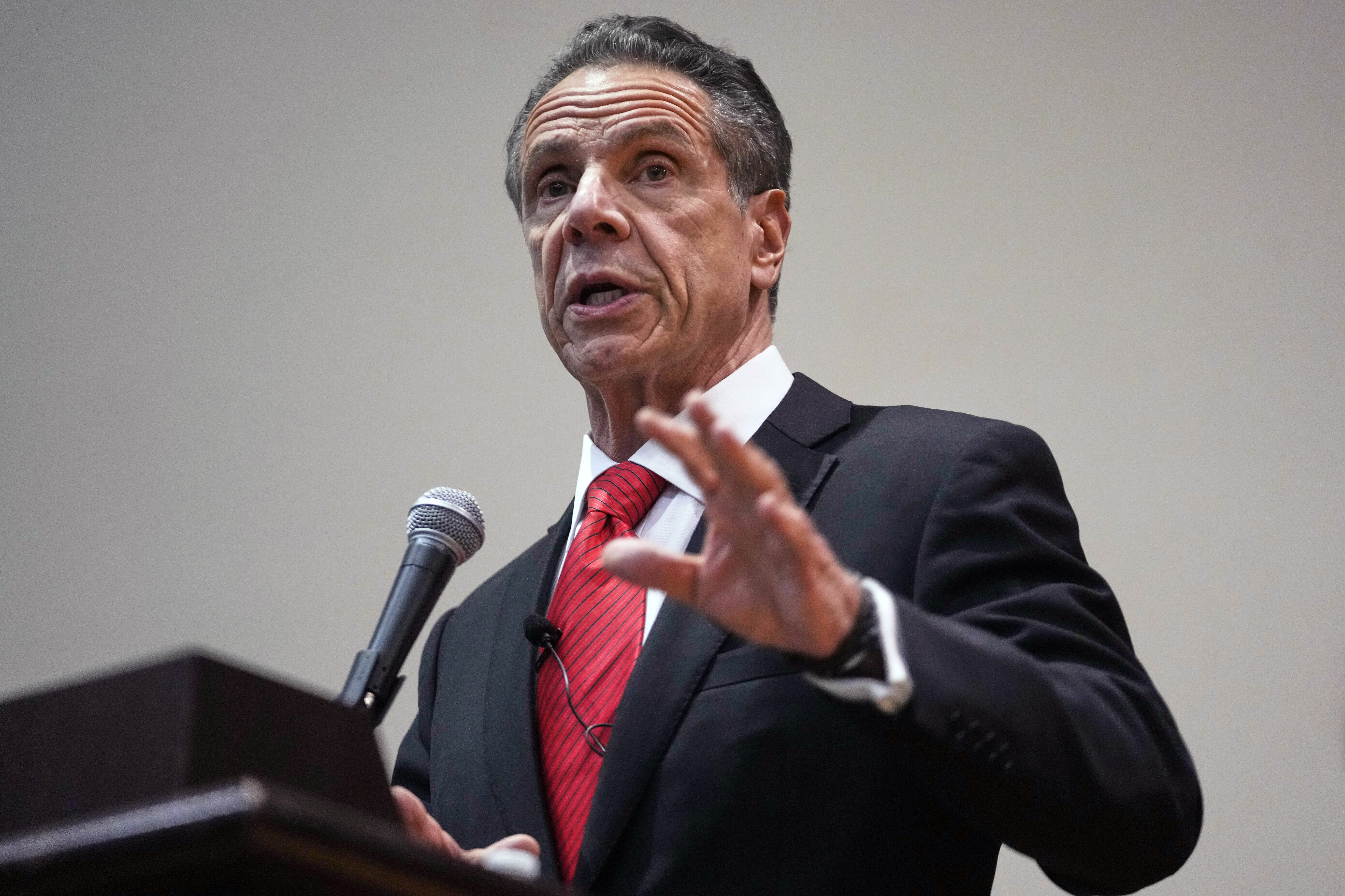 FILE - Former New York Gov. Andrew Cuomo speaks during the New York City Mayoral Candidates Forum at Medgar Evers College Wednesday, April 23, 2025, in New York. (AP Photo/Frank Franklin II,File)