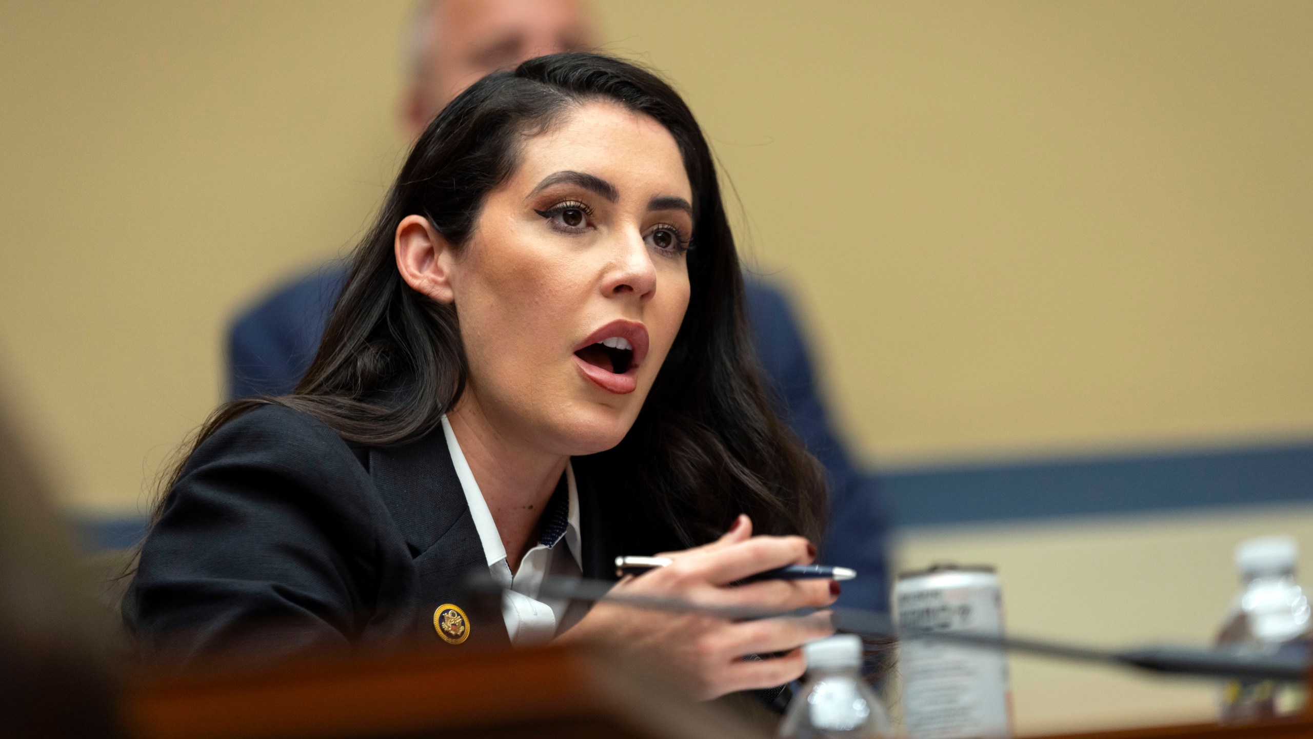 FILE - Rep. Anna Paulina Luna, R-Fla., speaks in front a House Committee on Oversight and Accountability hearing Capitol Hill in Washington, Nov. 19, 2024. (AP Photo/Ben Curtis, file)