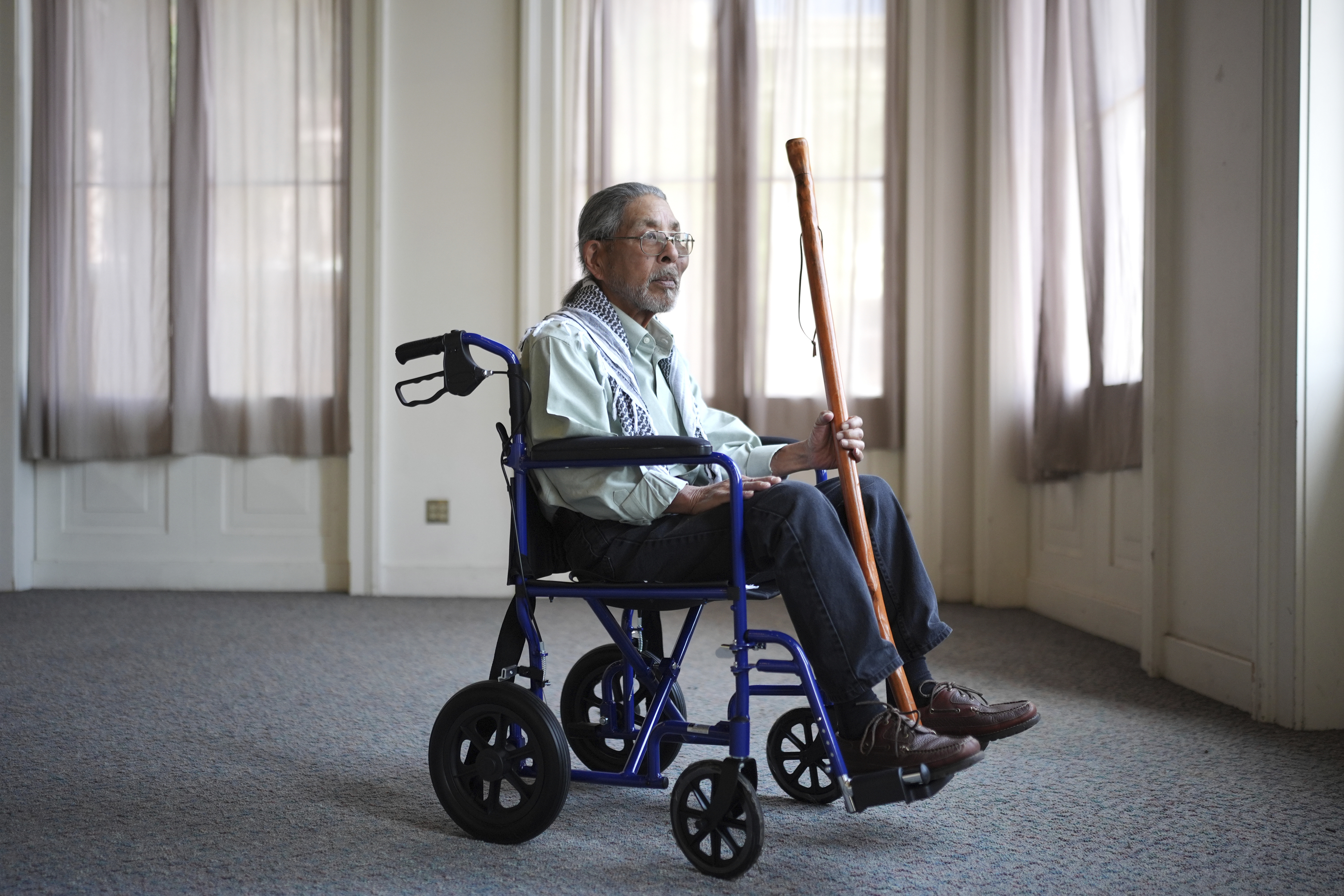Prof. Aki Maehara poses for a photo before speaking at the Chinese American Museum Thursday, May 22, 2025, in Los Angeles. (AP Photo/Jae C. Hong)