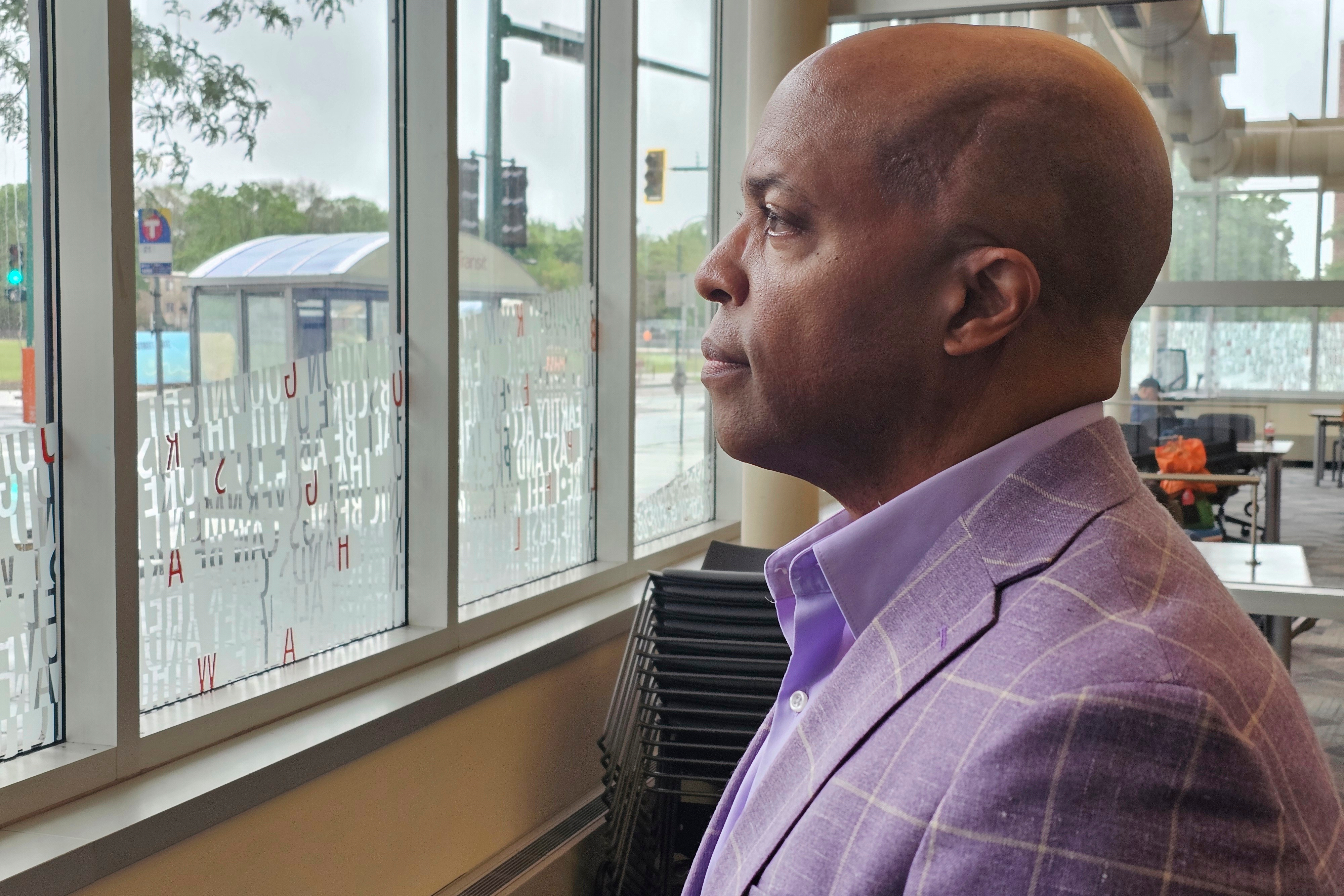 Former Minneapolis Police Chief Medaria Arradondo stands for a portrait at the East Lake Library in Minneapolis on Tuesday, May 20, 2025. (AP Photo/Steve Karnowski)