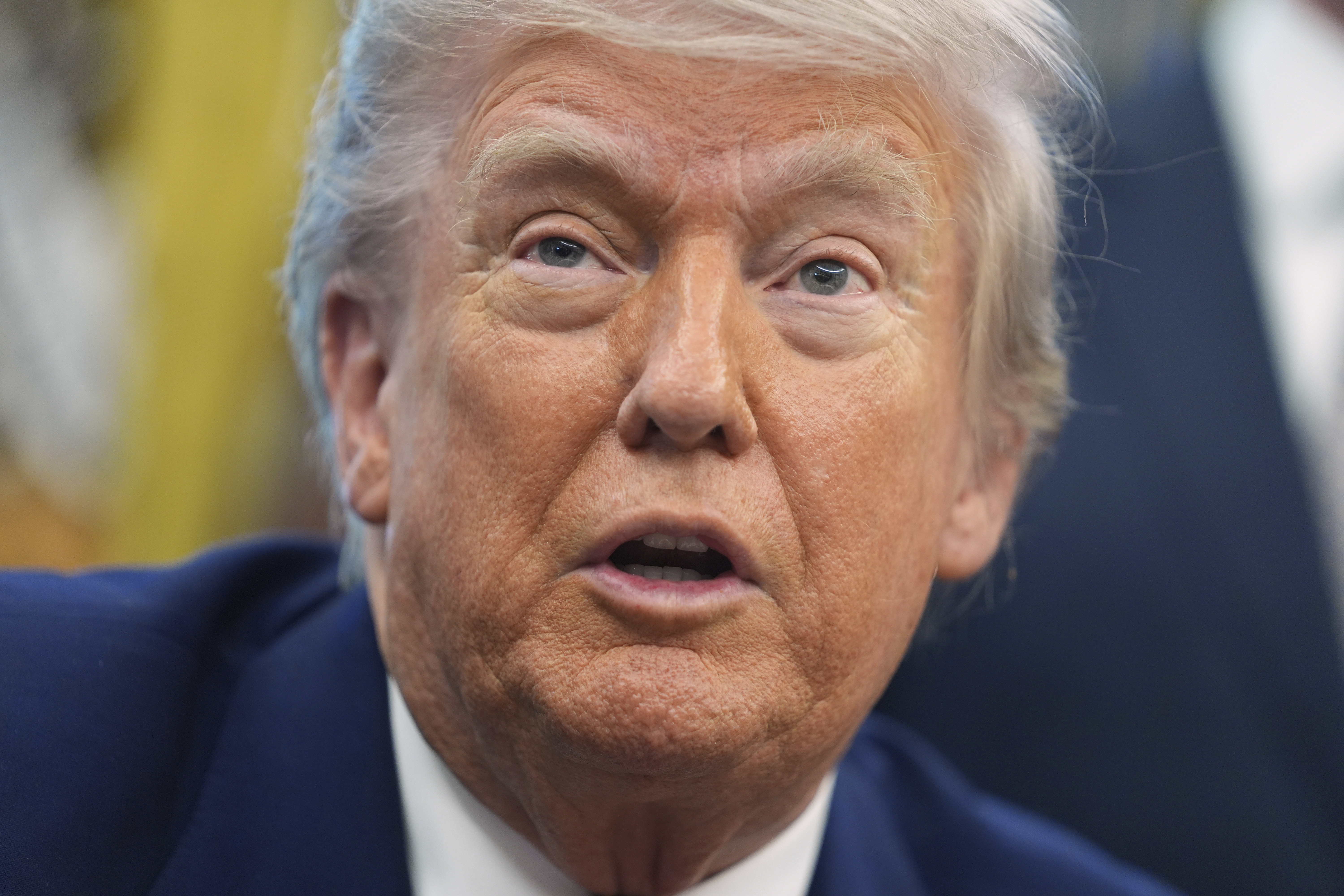 President Donald Trump speaks to reporters after signing executive orders regarding nuclear energy in the Oval Office of the White House, Friday, May 23, 2025, in Washington. (AP Photo/Evan Vucci)