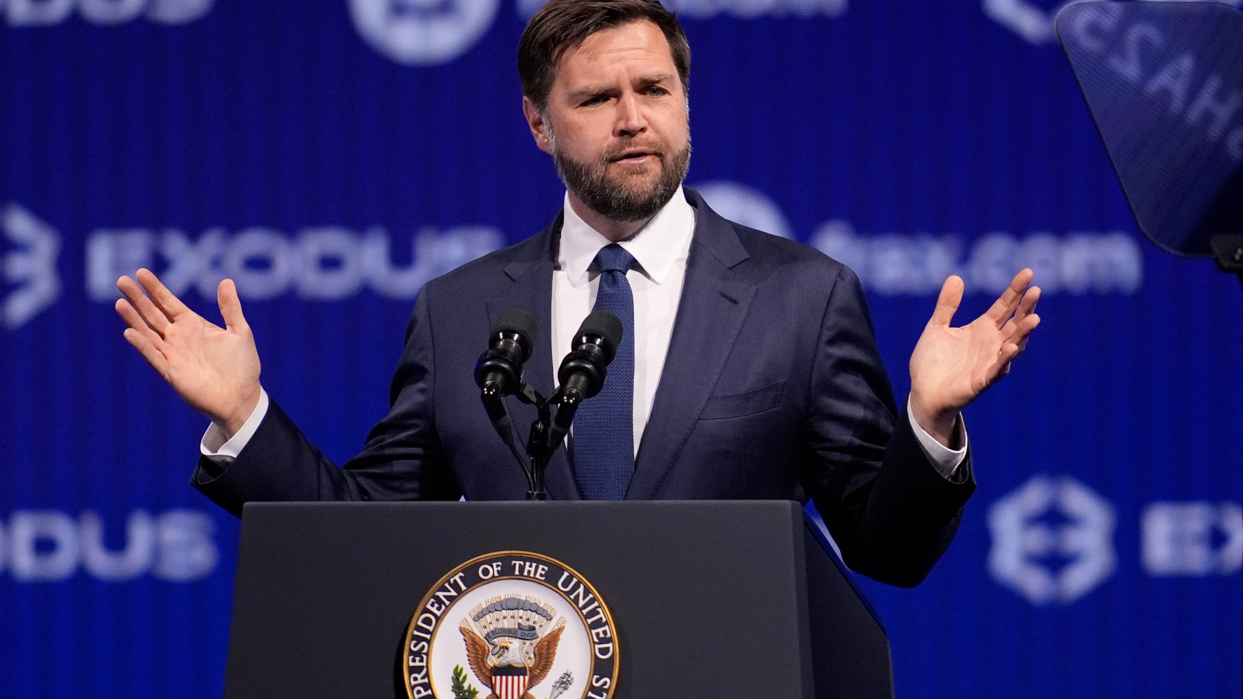 Vice President JD Vance speaks at Bitcoin 2025, Wednesday, May 28, 2025, in Las Vegas. (AP Photo/John Locher)