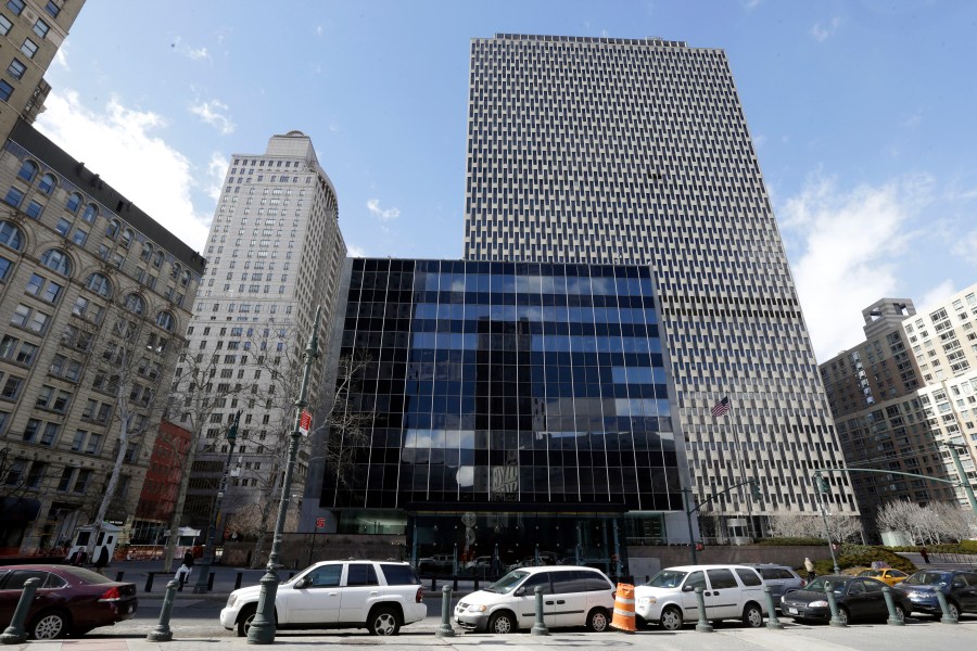 FILE - The United States Court of International Trade is seen in front of the Jacob K. Javits Federal building in this Wednesday, March 18, 2015, in New York. (AP Photo/Mary Altaffer, File)