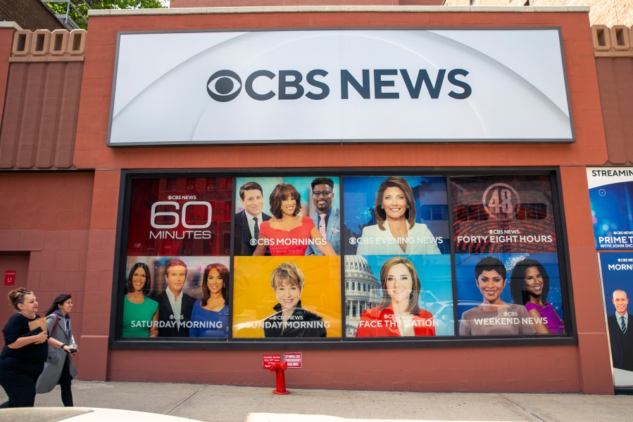 FILE - The CBS Broadcast Center is 0n 57th Street in New York City on April 20, 2023. (AP Photo/Ted Shaffrey, File)