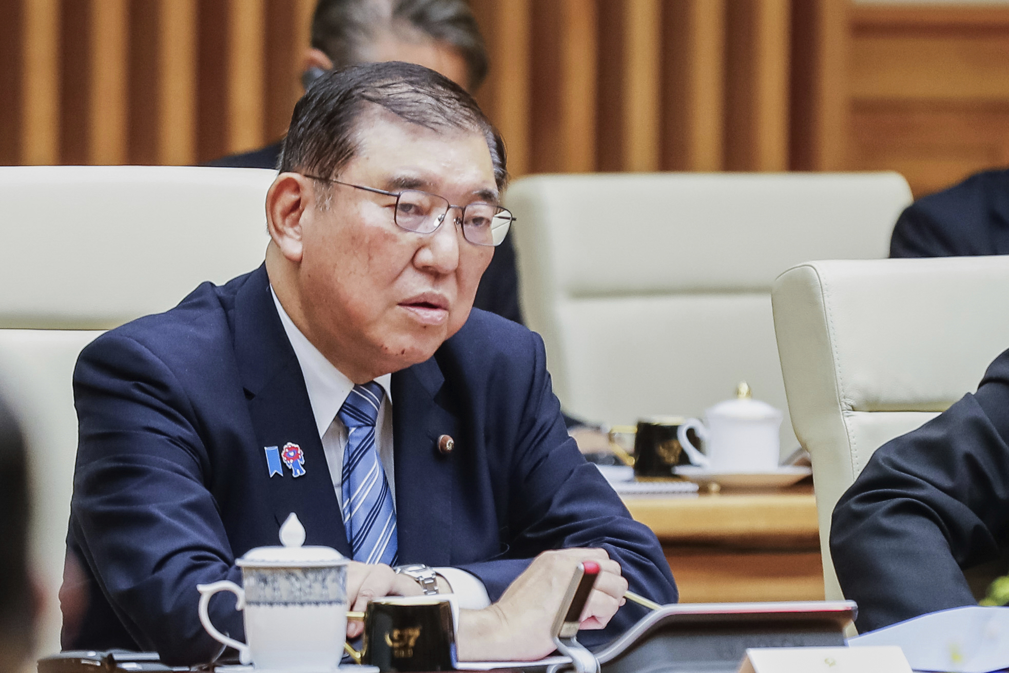 FILE - Japanese Prime Minister Shigeru Ishiba speaks during a meeting at the Government Office in Hanoi, Vietnam, April 28, 2025. (AP Photo/Minh Hoang, Pool, file)